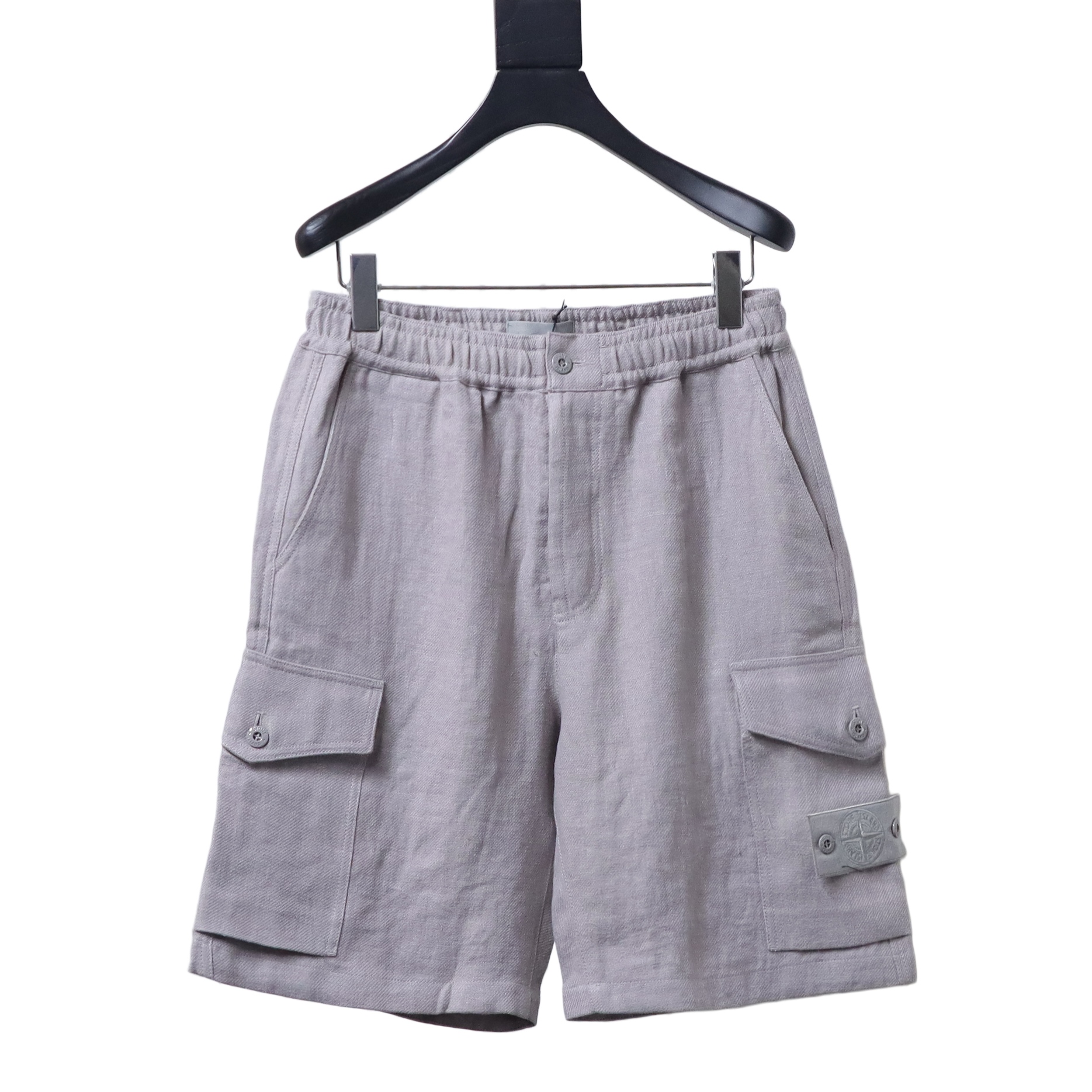 Stone Island Linen Cargo Shorts Gray