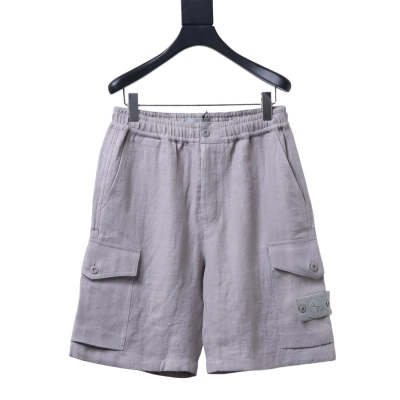 Stone Island Linen Cargo Shorts Gray 01