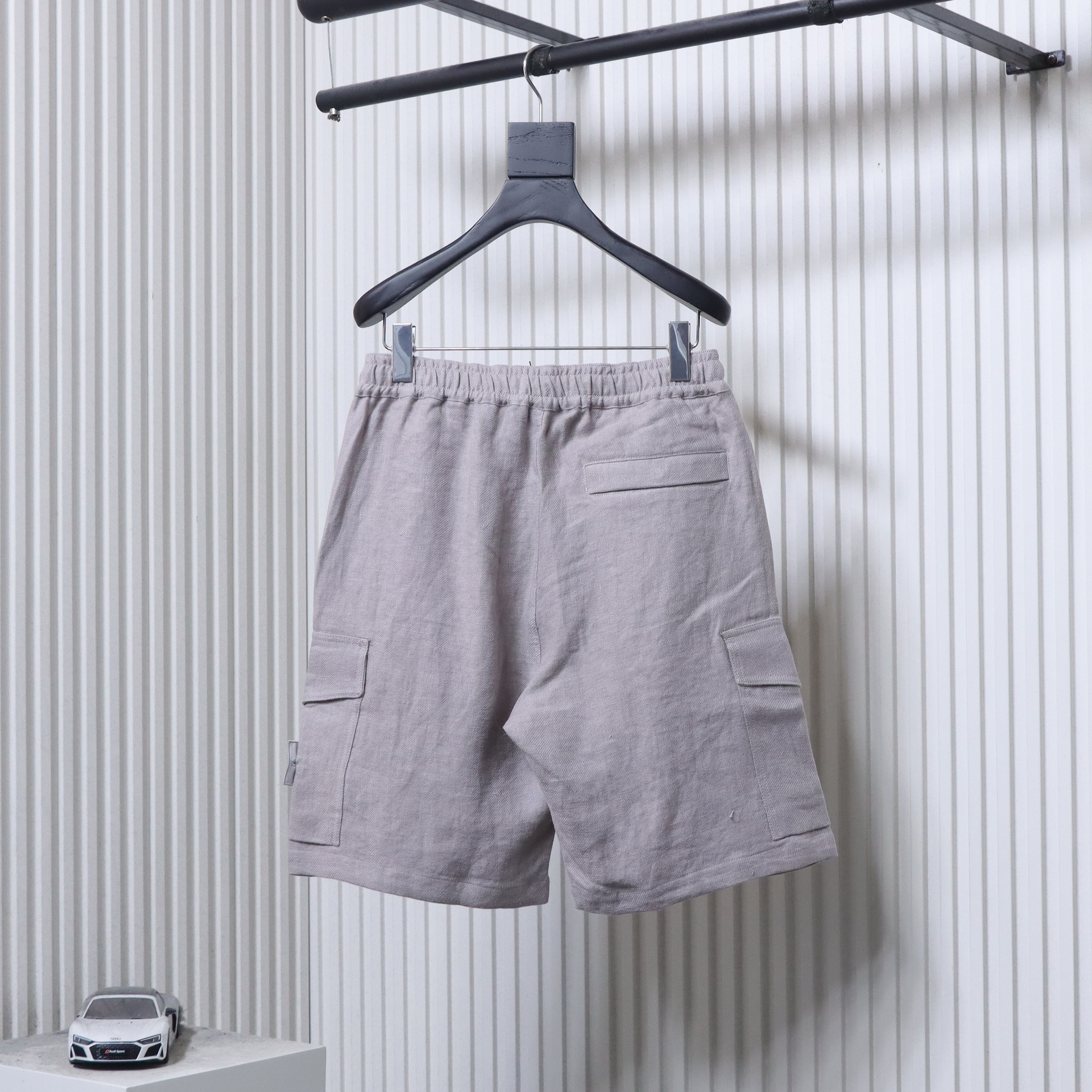 Stone Island Linen Cargo Shorts Gray