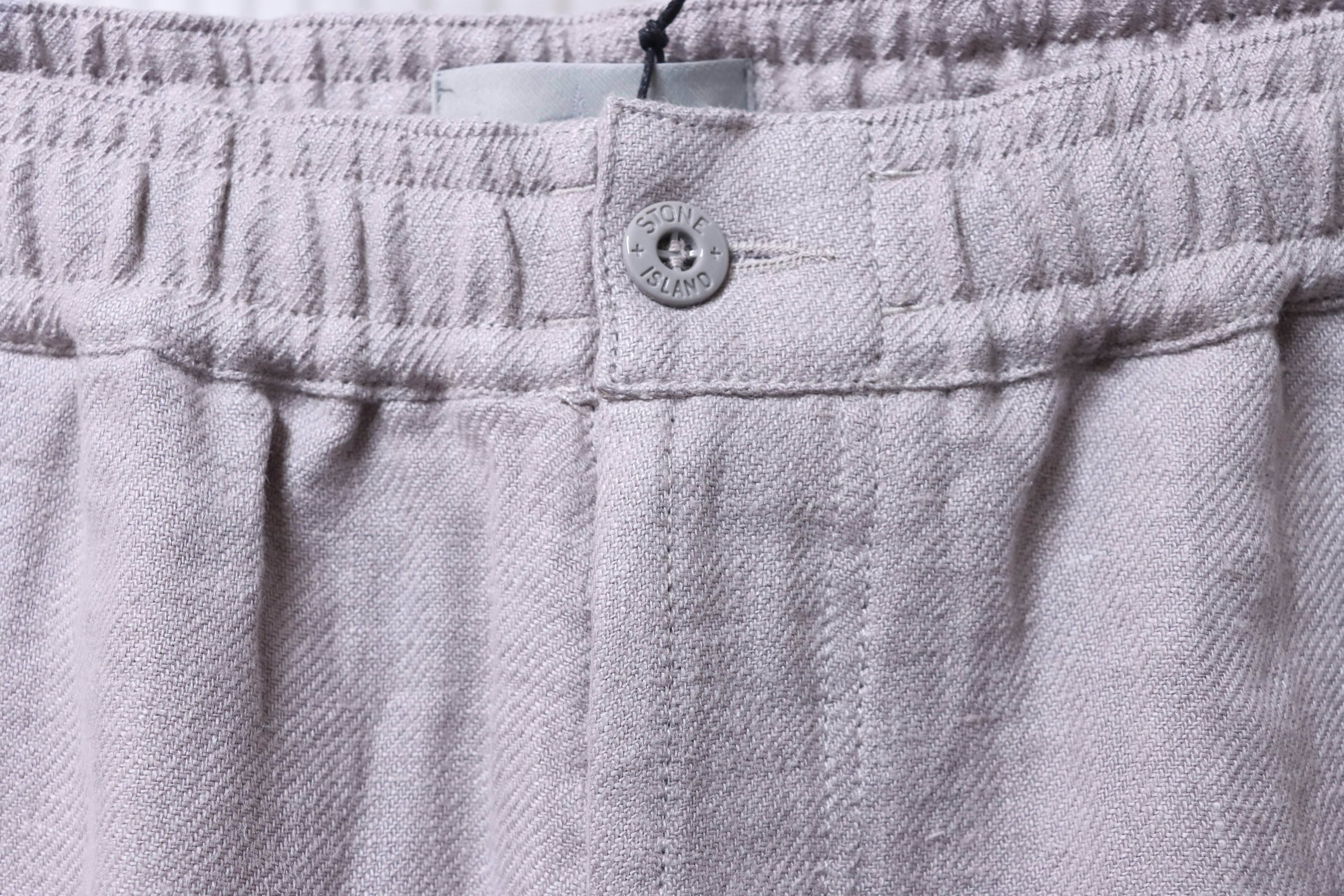 Stone Island Linen Cargo Shorts Gray