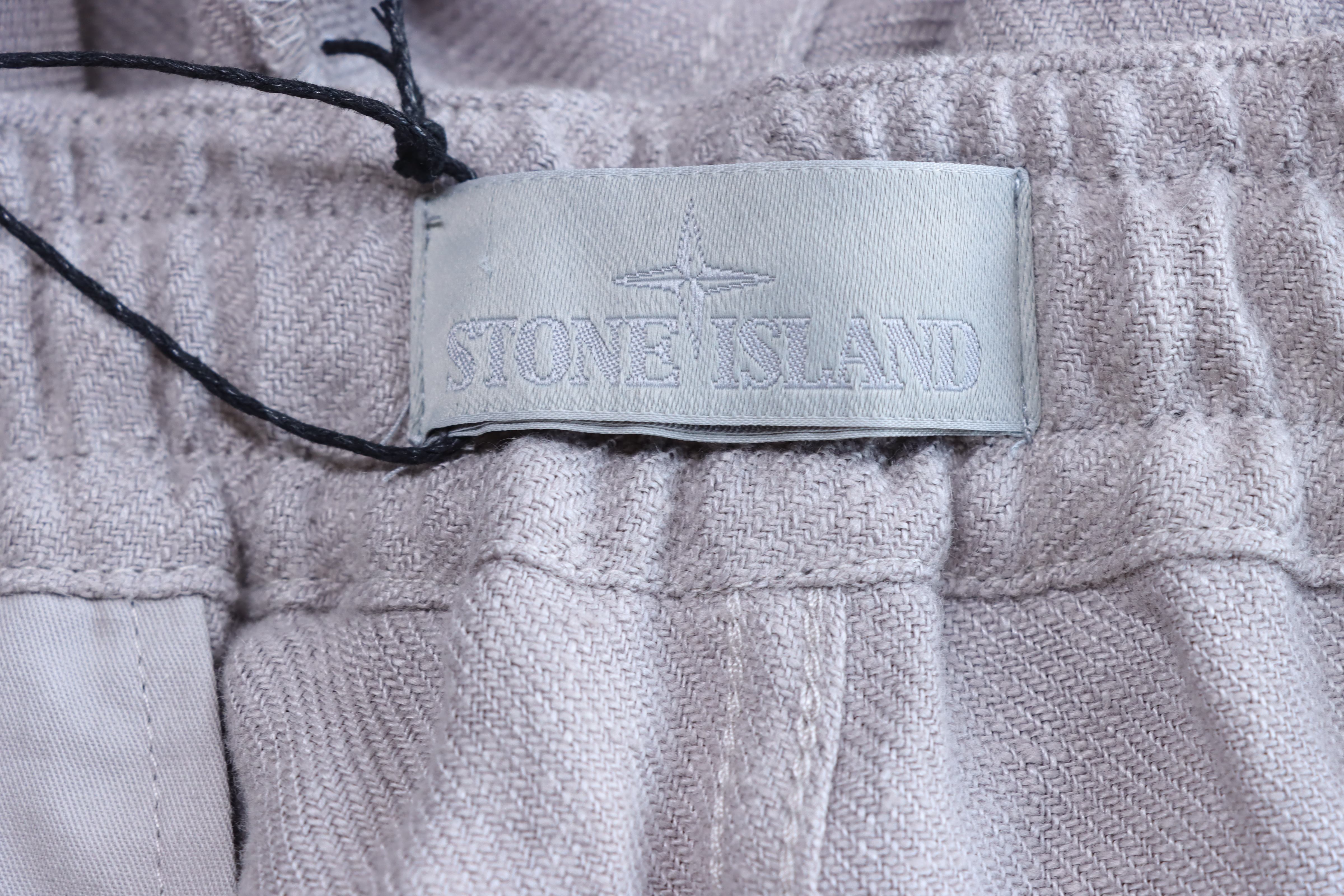 Stone Island Linen Cargo Shorts Gray