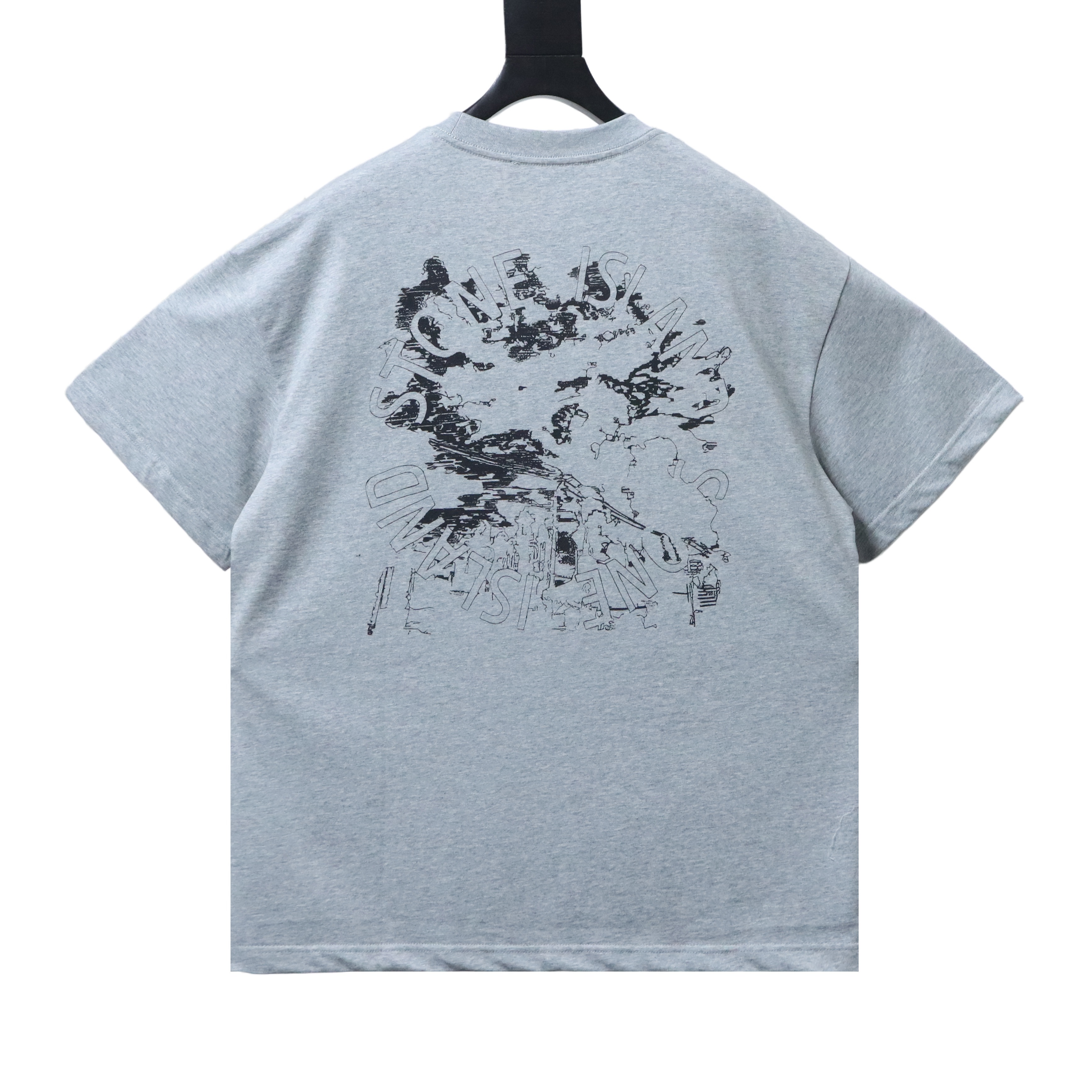 Stone Island Map Graphic Back Print T-Shirt Heather Gray