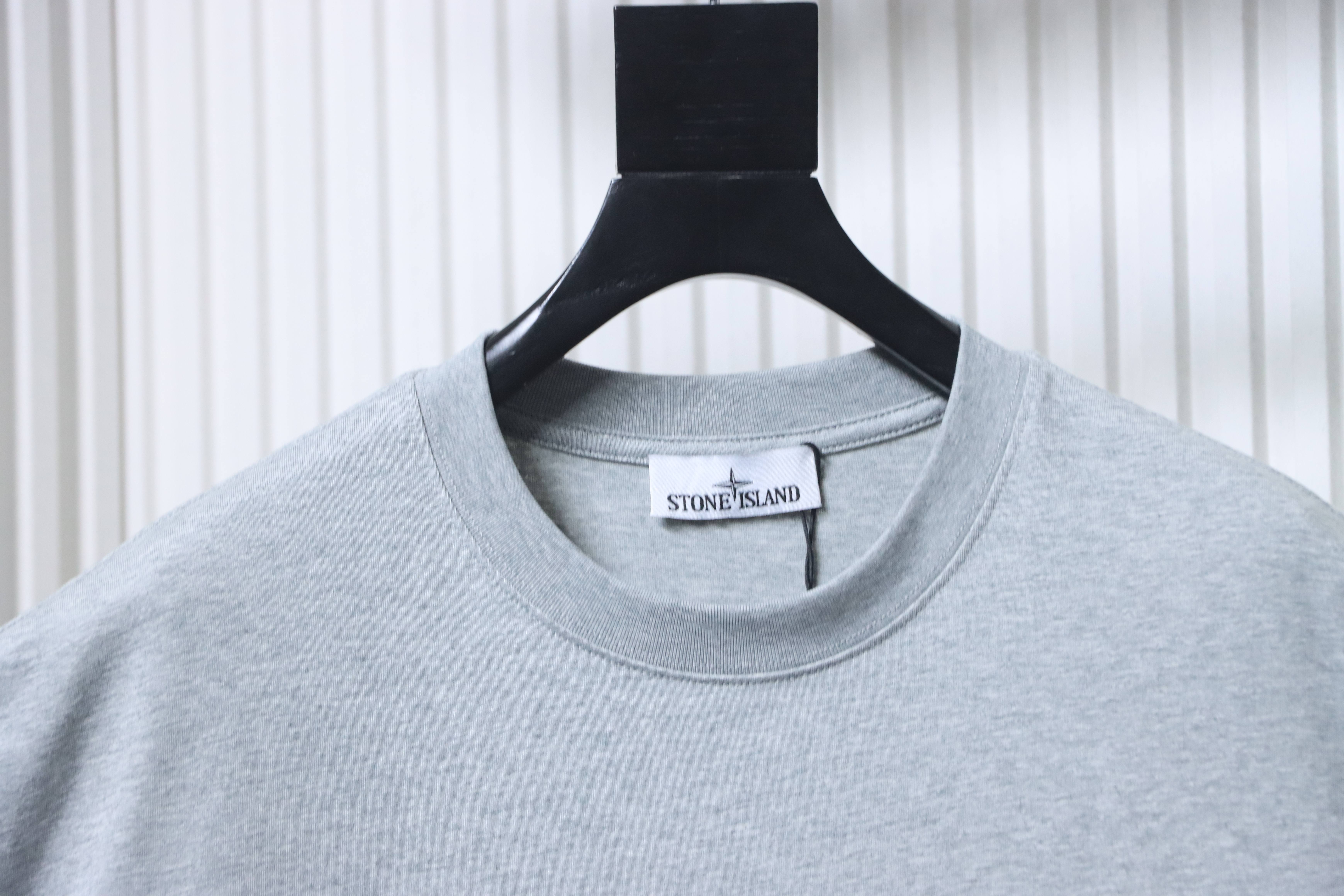 Stone Island Map Graphic Back Print T-Shirt Heather Gray