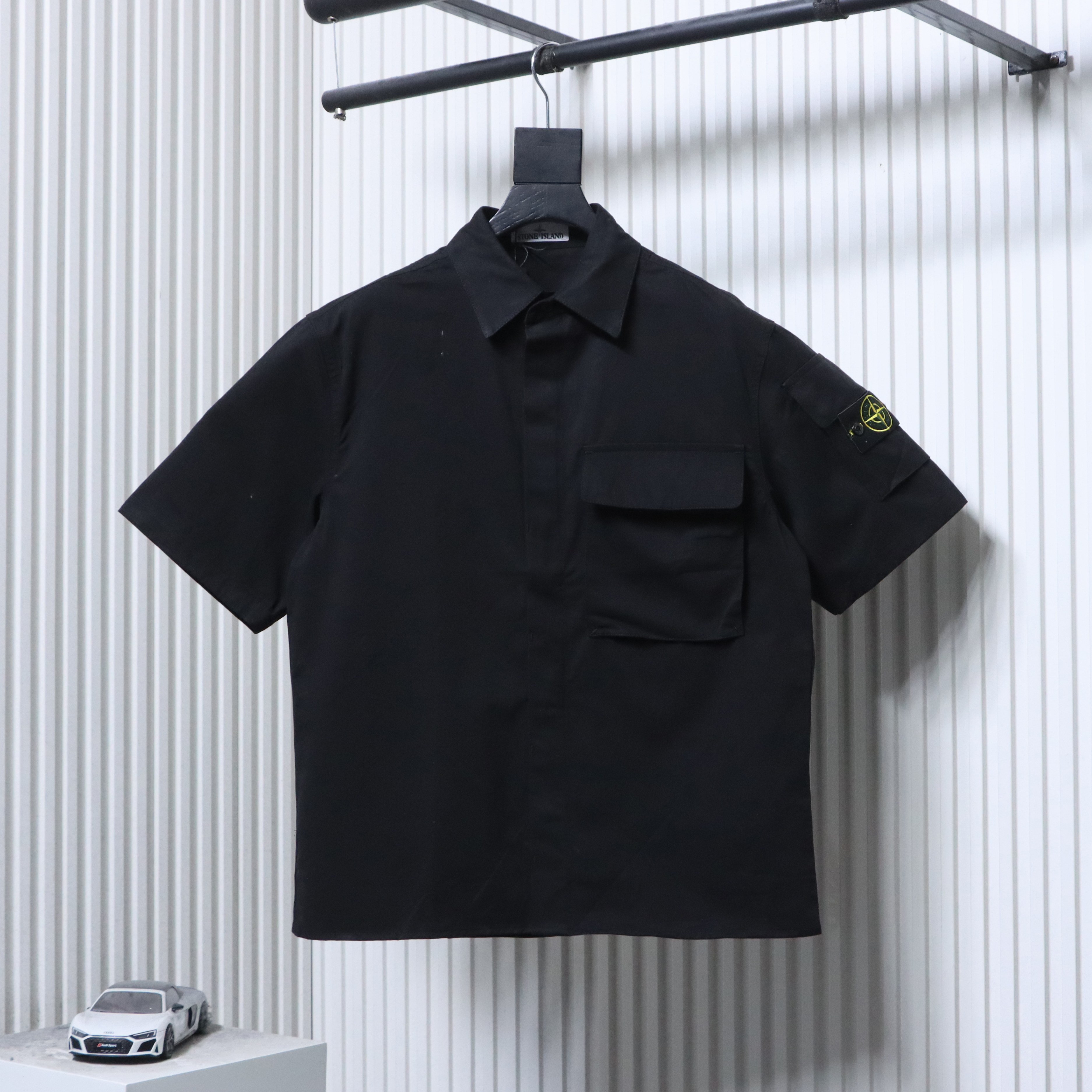 Stone Island Short-Sleeve Utility Overshirt Black