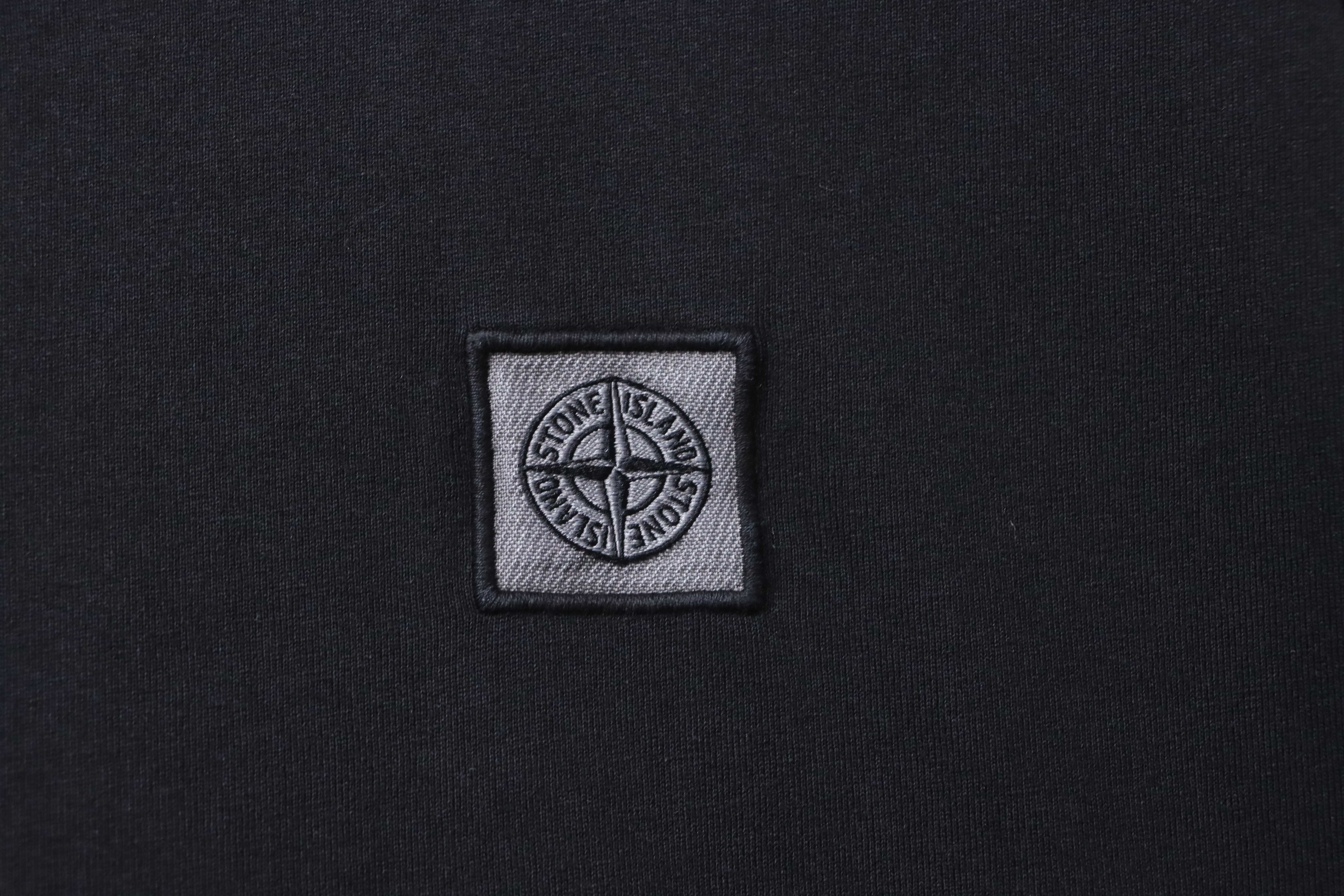 Stone Island Square Logo Embroidered Washed T-Shirt Black