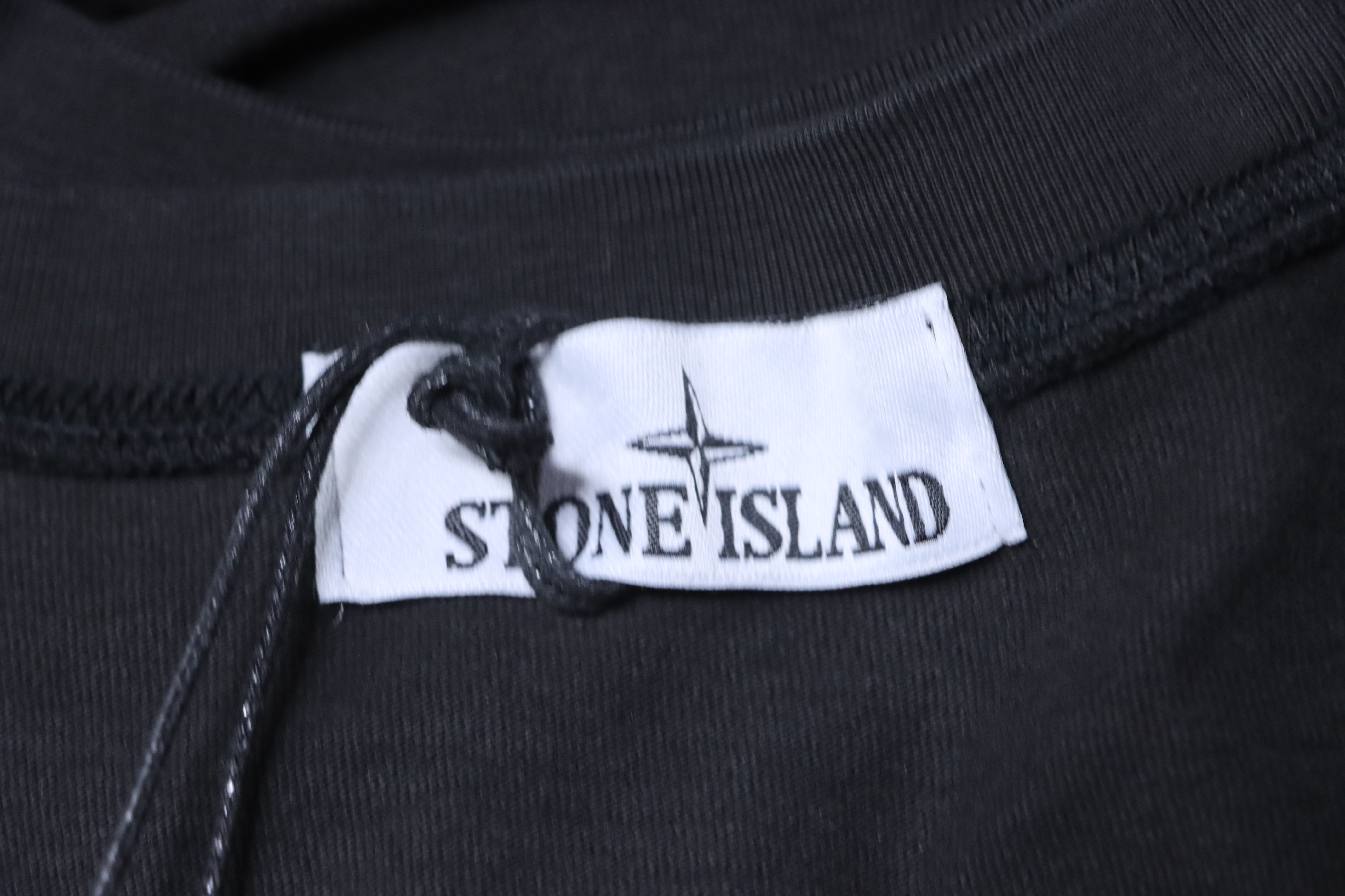 Stone Island Square Logo Embroidered Washed T-Shirt Black