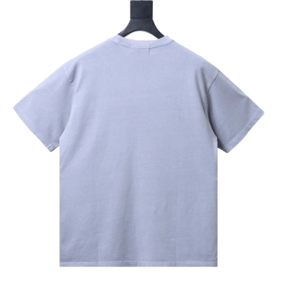 Stone Island Square Logo Embroidered Washed T-Shirt Light Gray 02