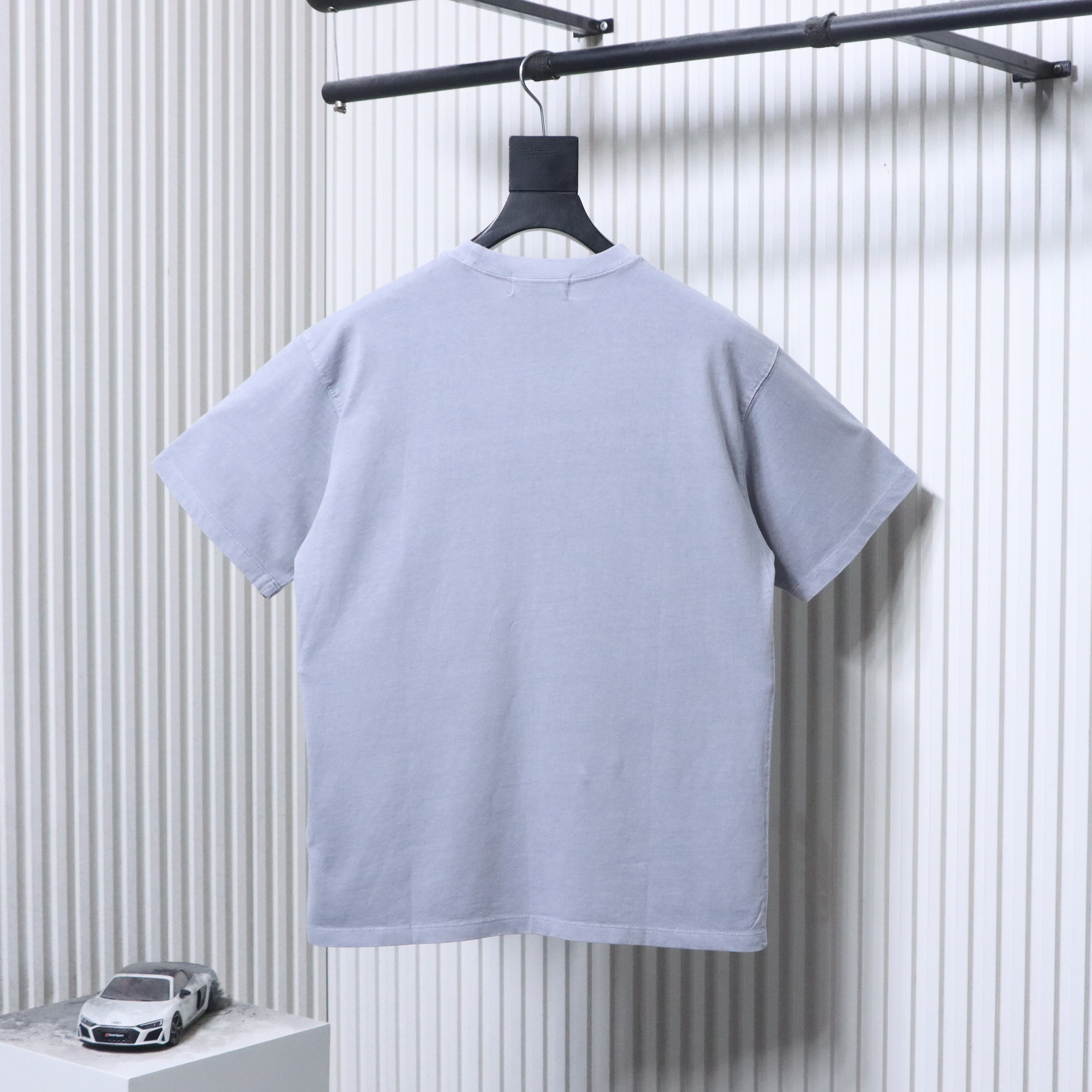 Stone Island Square Logo Embroidered Washed T-Shirt Light Gray