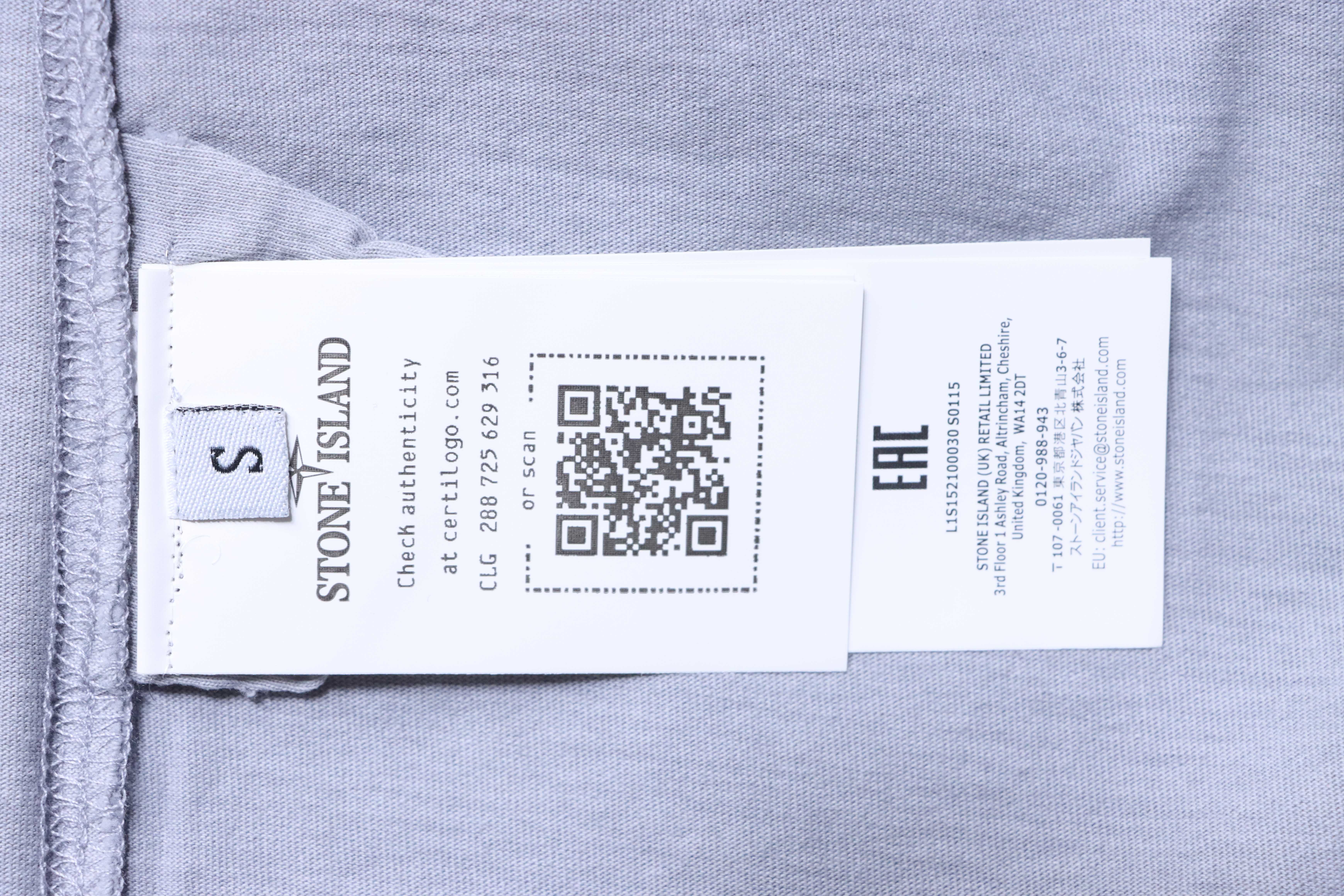 Stone Island Square Logo Embroidered Washed T-Shirt Light Gray
