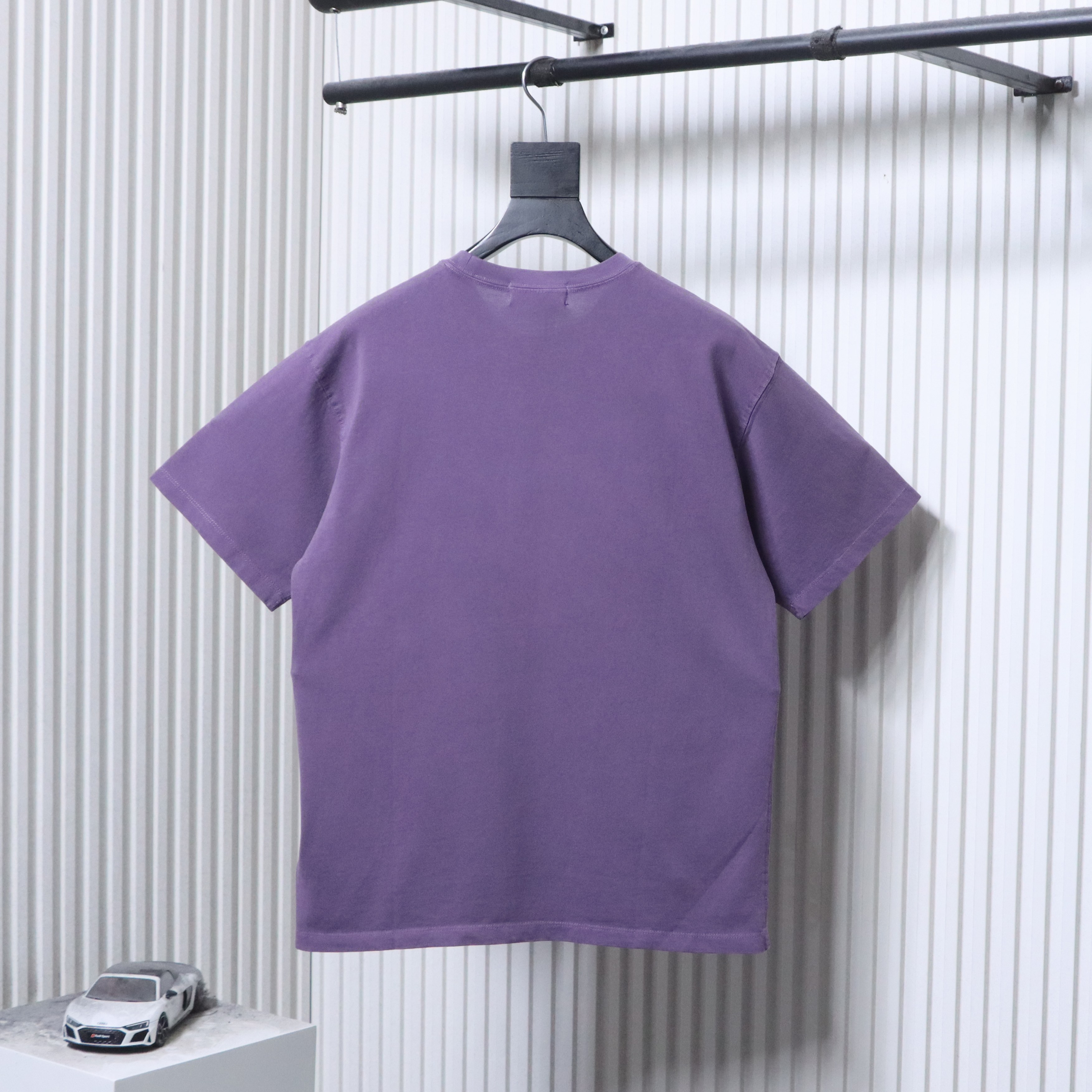Stone Island Square Logo Embroidered Washed T-Shirt Purple