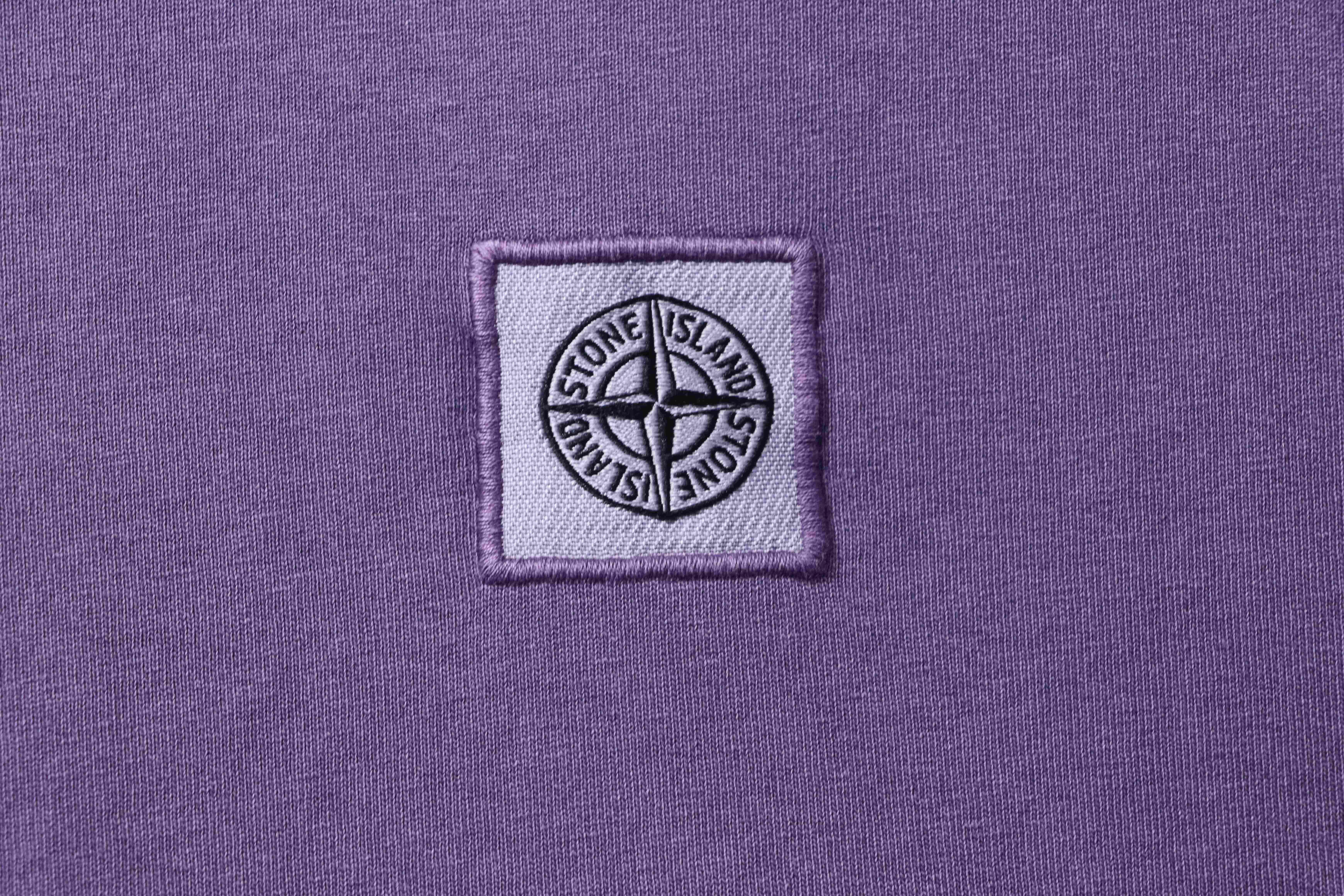Stone Island Square Logo Embroidered Washed T-Shirt Purple