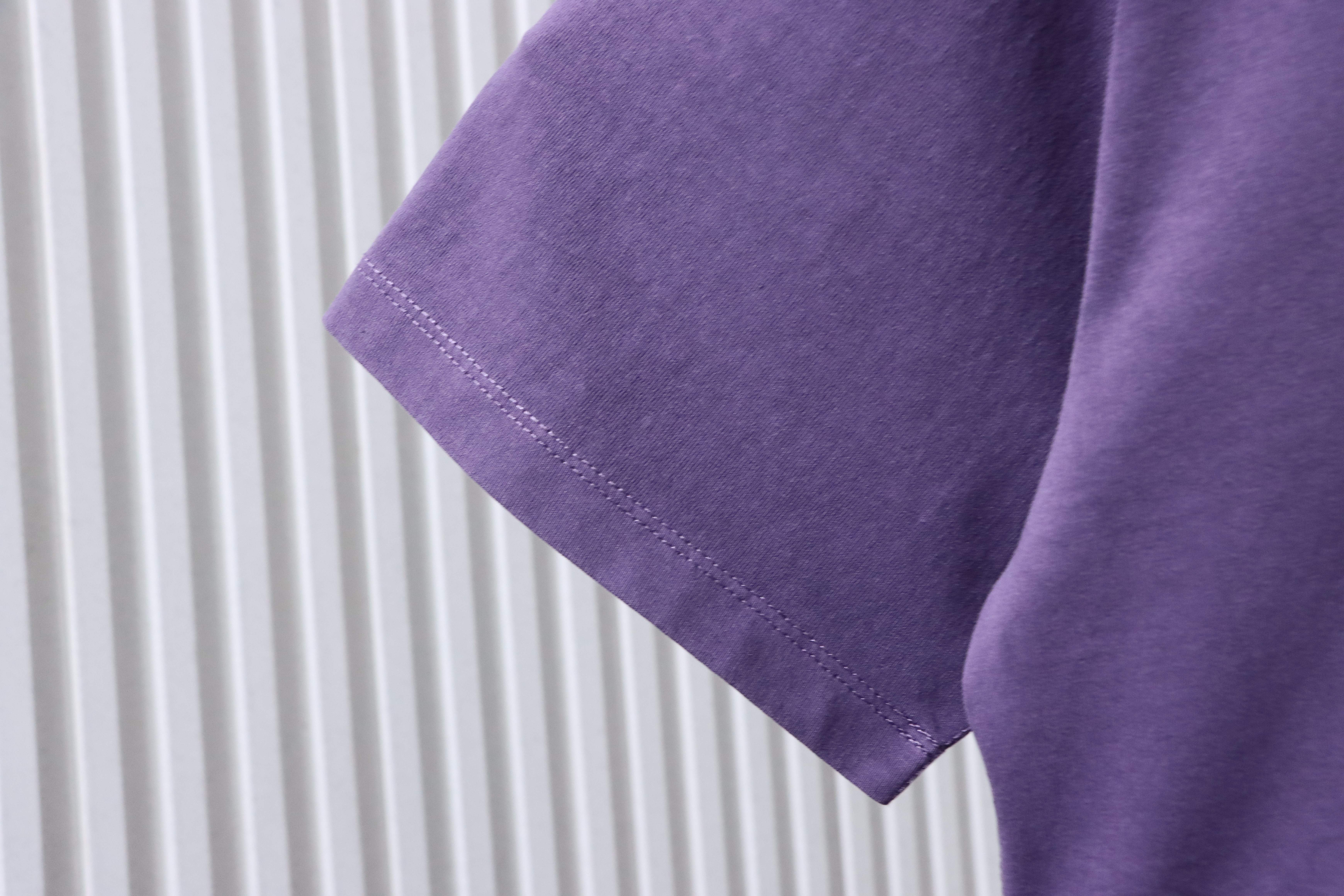 Stone Island Square Logo Embroidered Washed T-Shirt Purple