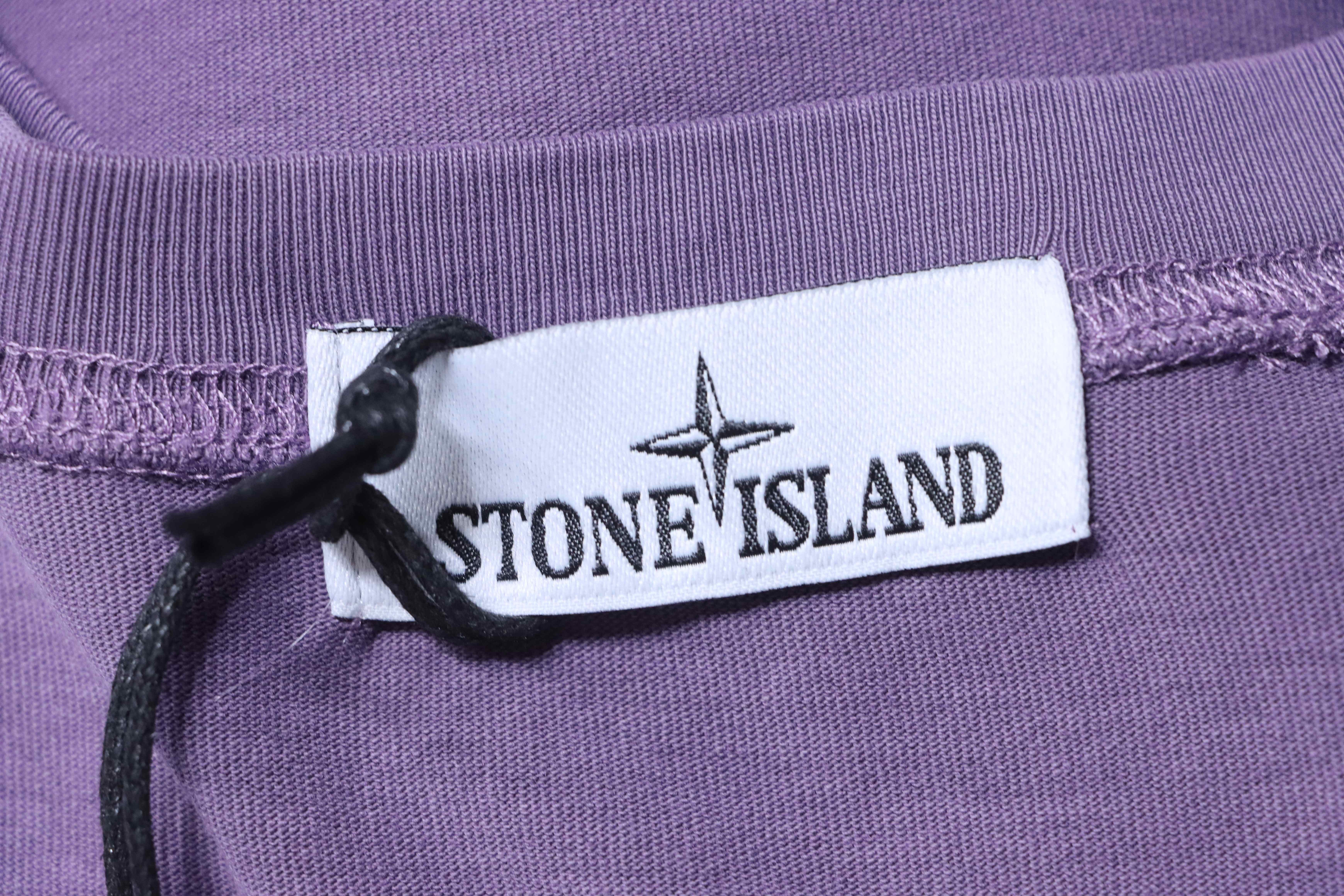 Stone Island Square Logo Embroidered Washed T-Shirt Purple