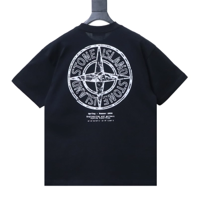 Stone Island SS26 Cracked Compass Back Print T-Shirt Black 01