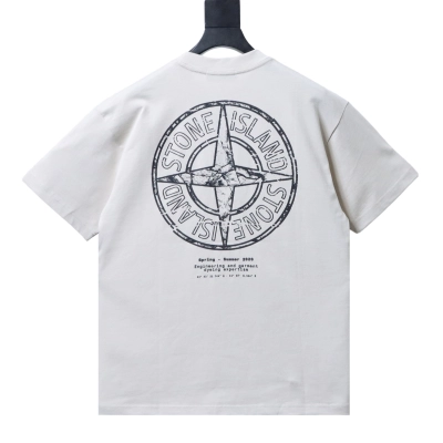 Stone Island SS26 Cracked Compass Back Print T-Shirt Off-White 01