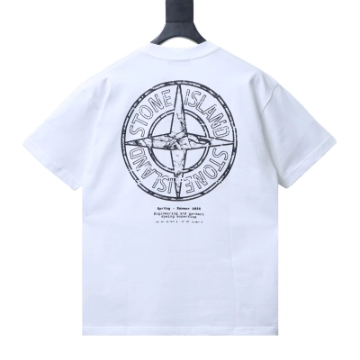 Stone Island SS26 Cracked Compass Back Print T-Shirt White 01