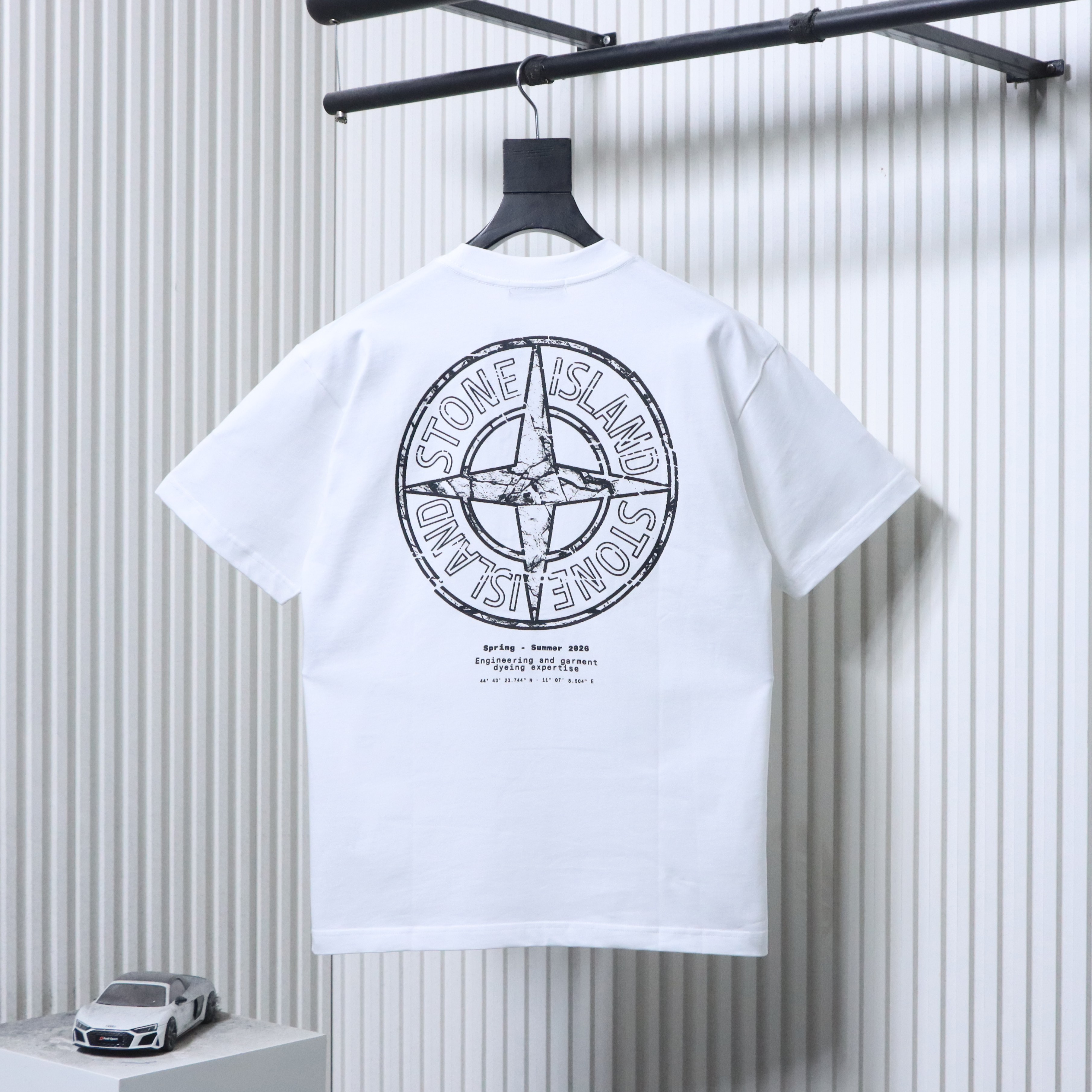 Stone Island SS26 Cracked Compass Back Print T-Shirt White