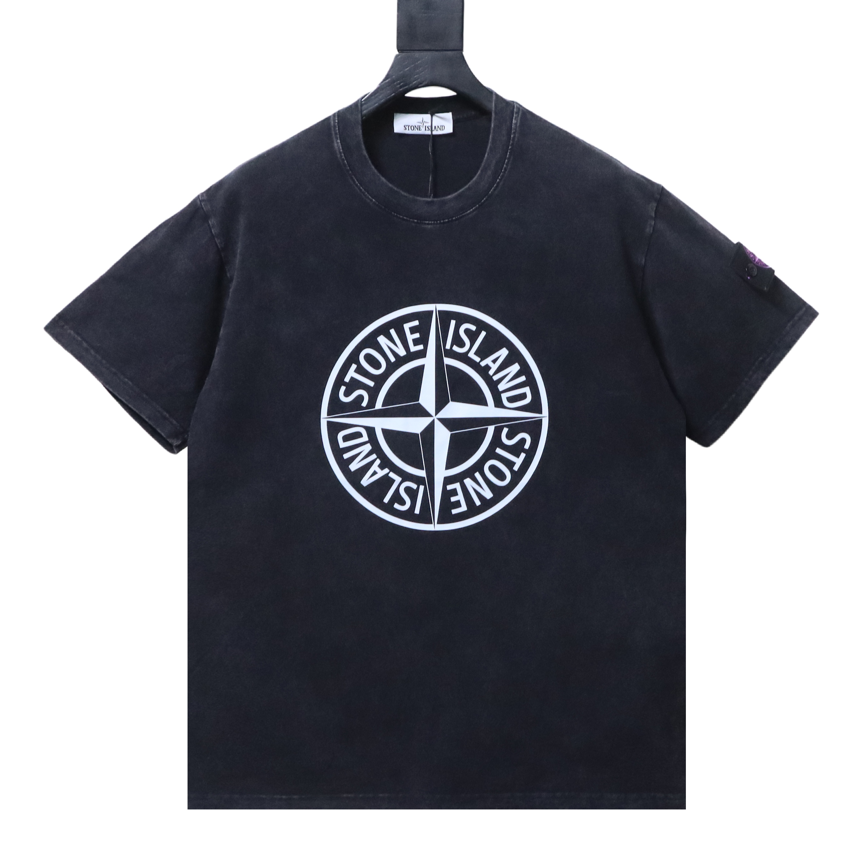 Stone Island Washed Compass Emblem T-Shirt Black