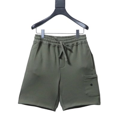 Stone Island Zip-Pocket Logo Shorts Olive Green 01