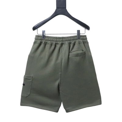 Stone Island Zip-Pocket Logo Shorts Olive Green 02