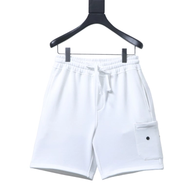 Stone Island Zip-Pocket Logo Shorts White 01