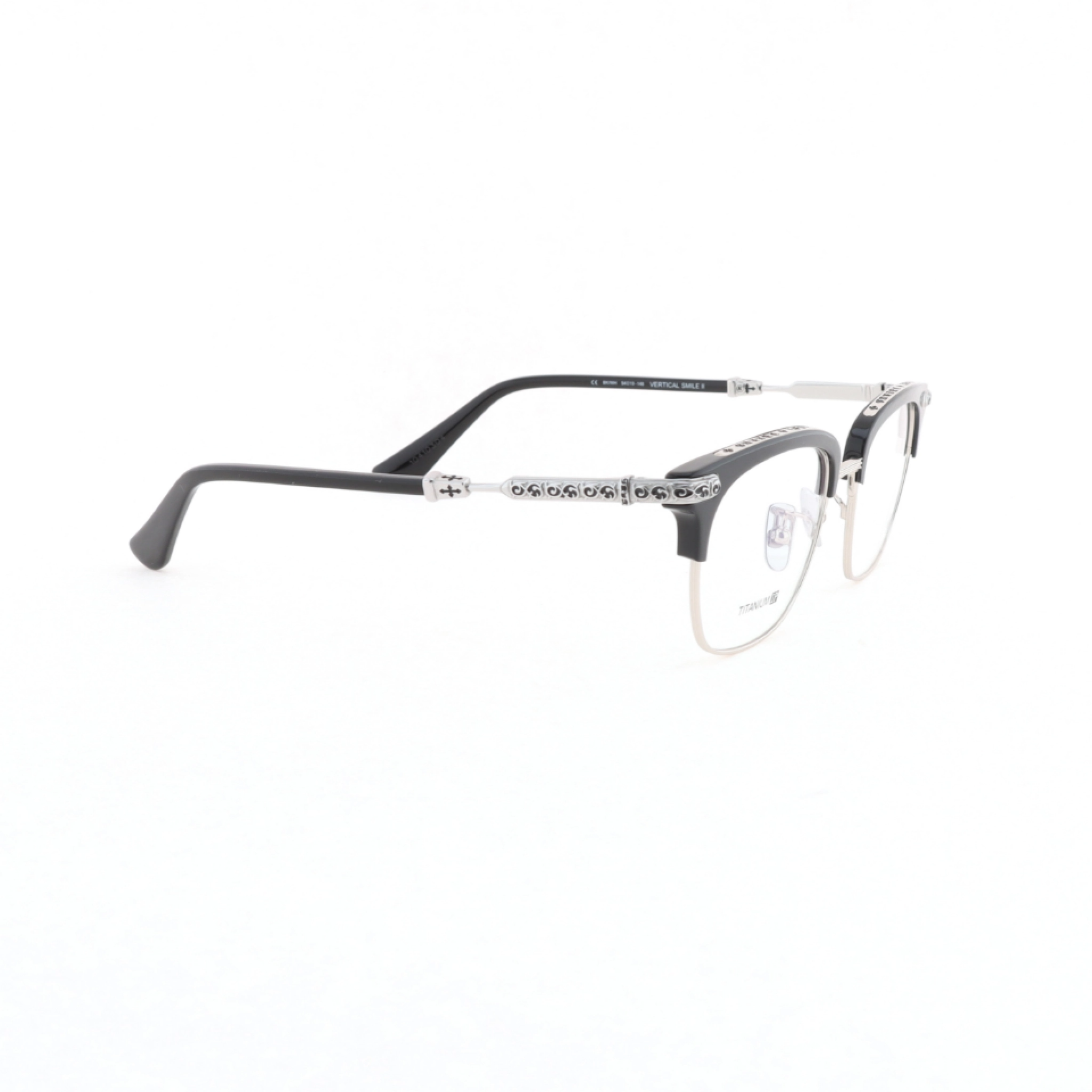 Chrome Hearts Vertical Smile-II Glasses Black and Silver