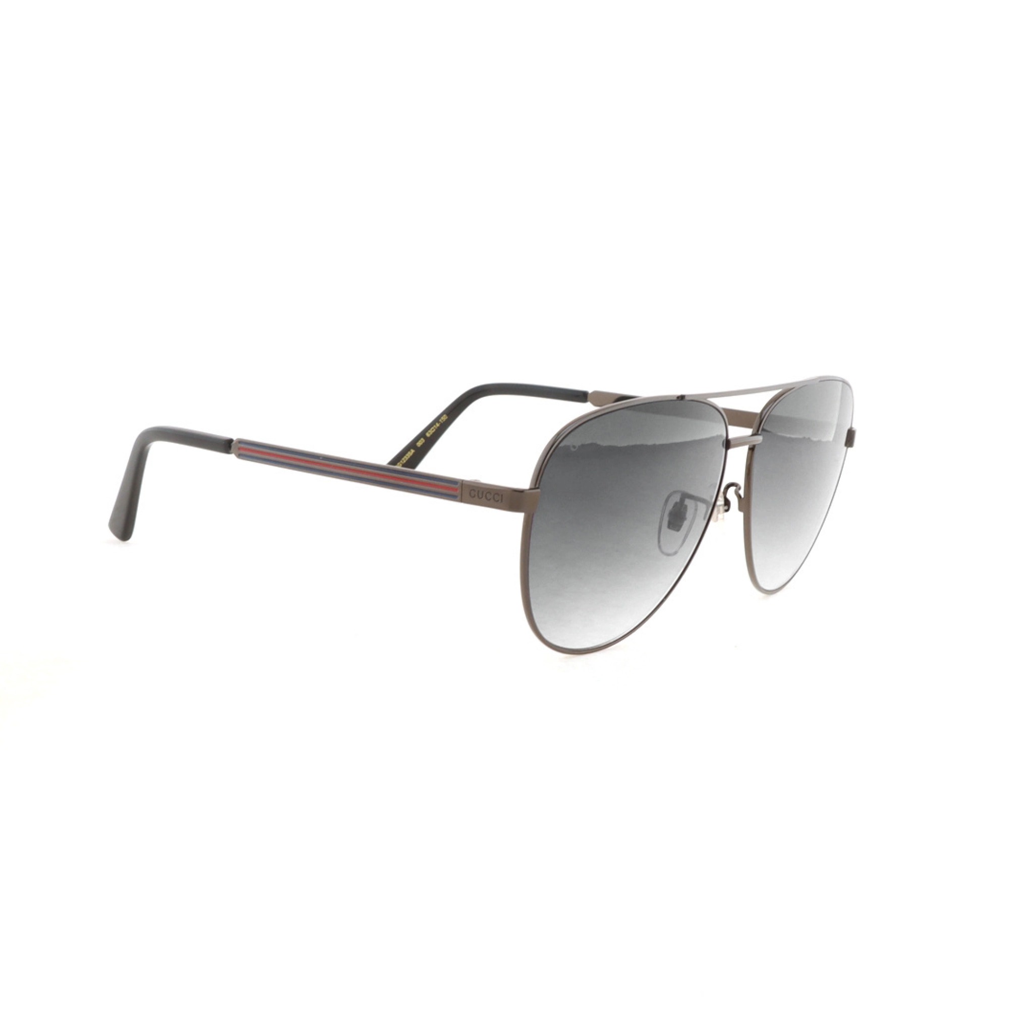 Gucci Aviator Sunglasses Enameled Side Webbing Premium Gray