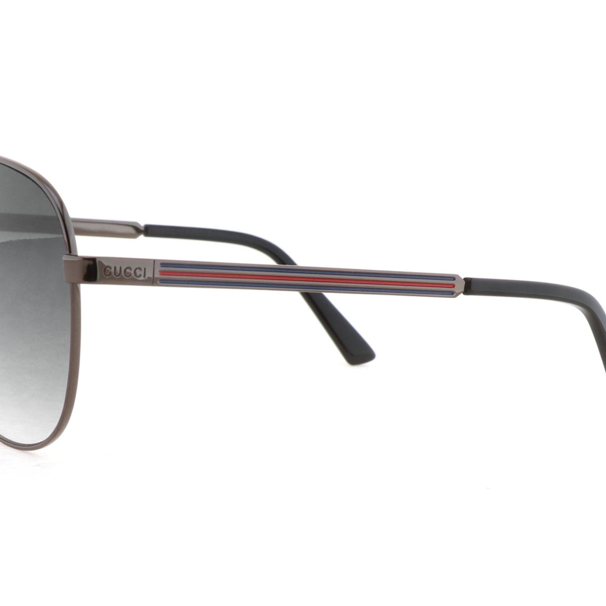 Gucci Aviator Sunglasses Enameled Side Webbing Premium Gray