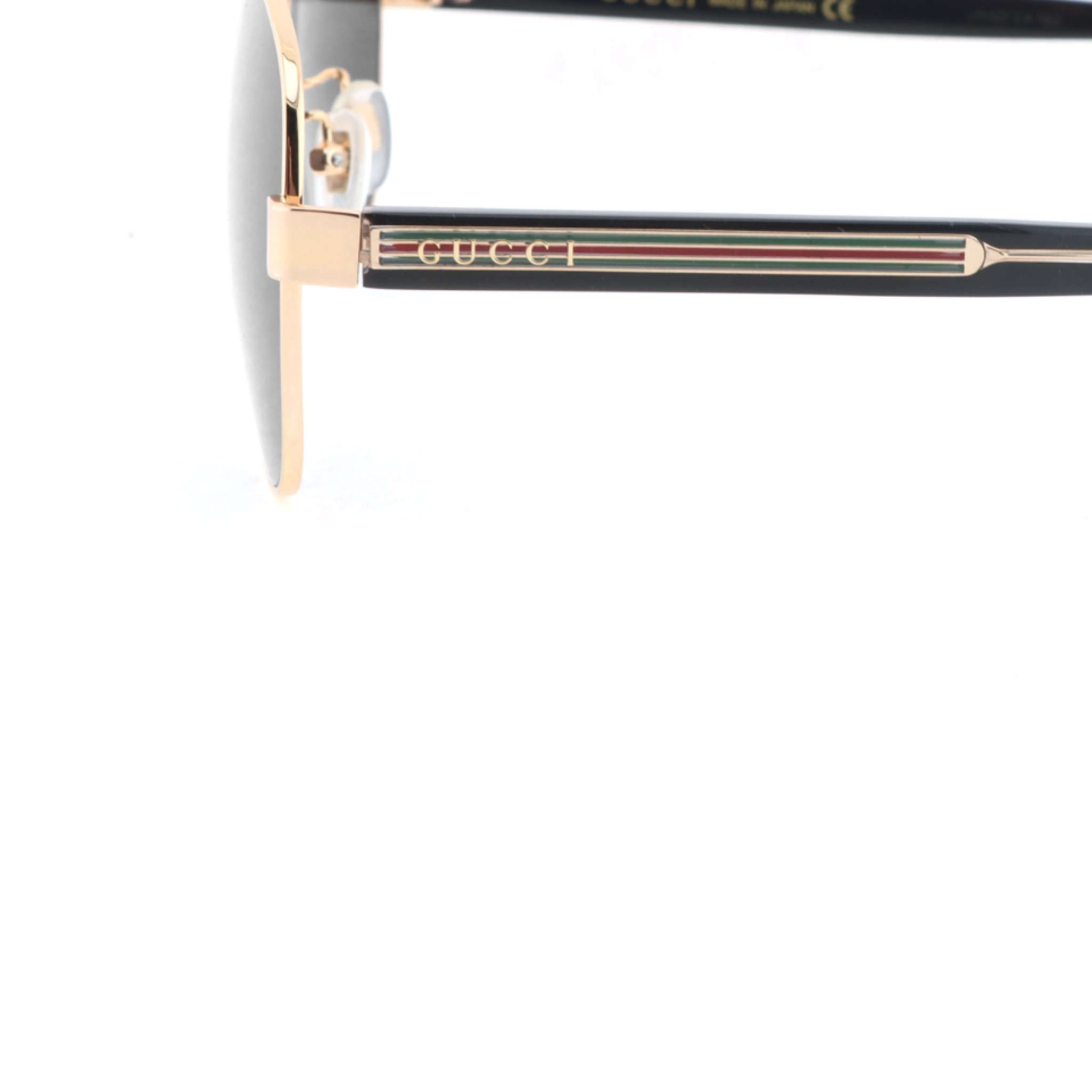 Gucci Aviator Sunglasses with Red and Green Striped Frames /Gold Metal Frames /Grey Lenses