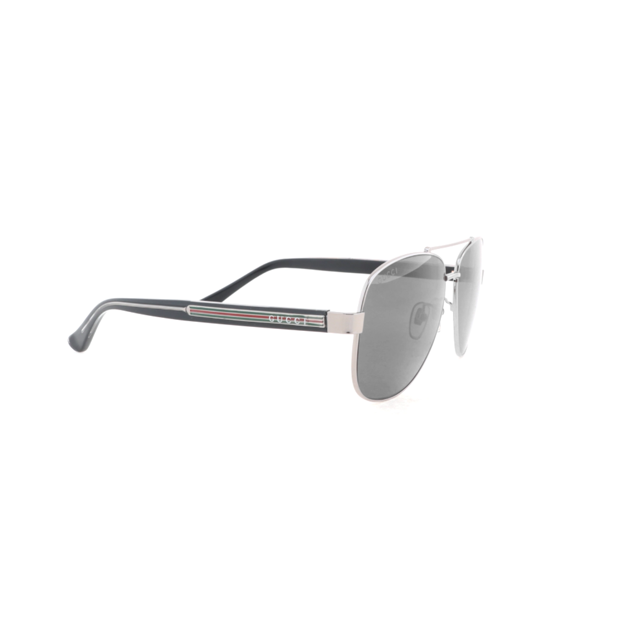 Gucci Aviator Sunglasses with Red and Green Striped Frames /Silver Metal Frames /Grey Lenses