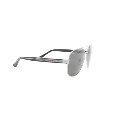 Gucci Aviator Sunglasses with Red and Green Striped Frames /Silver Metal Frames /Grey Lenses 02