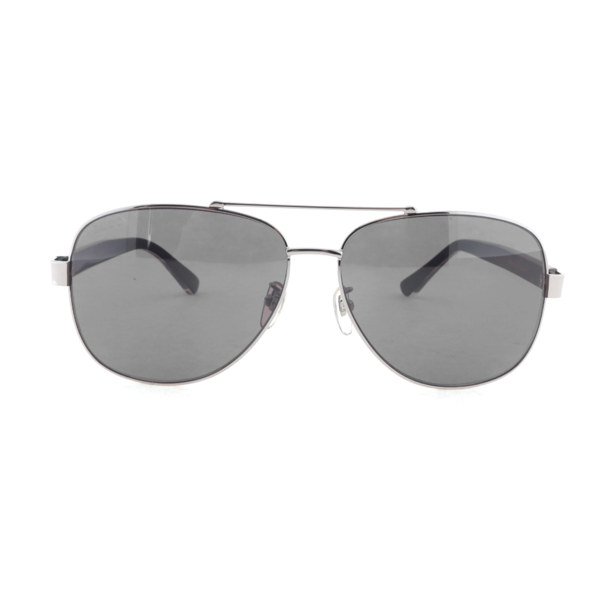 Gucci Aviator Sunglasses with Red and Green Striped Frames /Silver Metal Frames /Grey Lenses