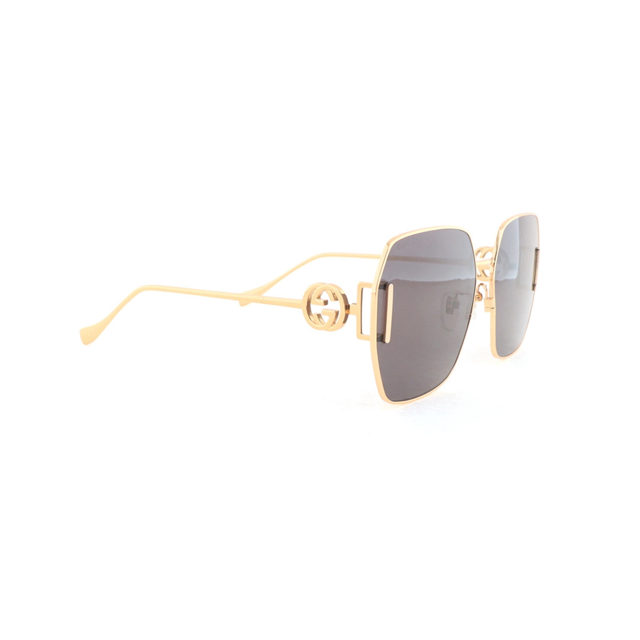 Gucci Gold Tone Oversize Sunglasses Frame with "GG" Logo Accent