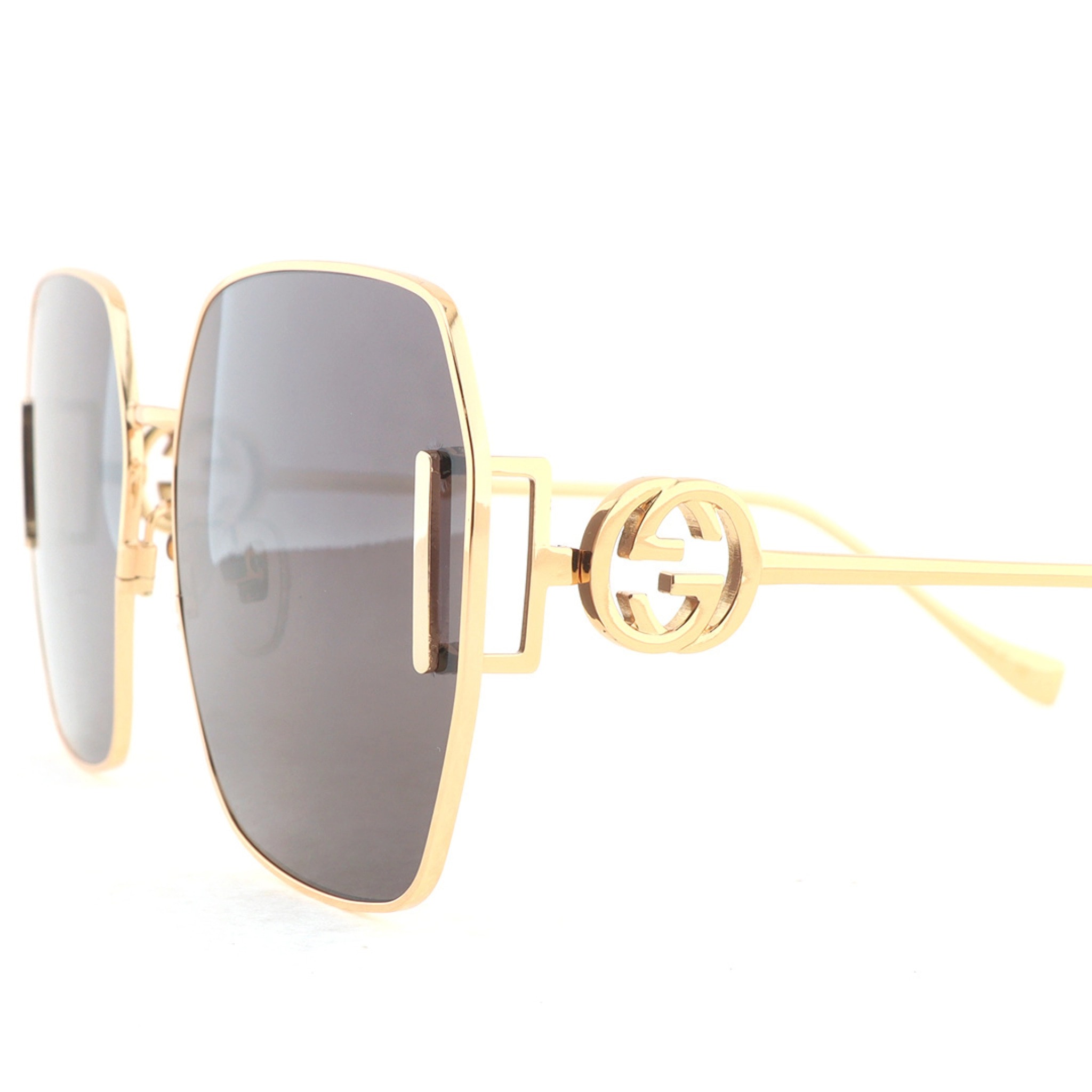 Gucci Gold Tone Oversize Sunglasses Frame with "GG" Logo Accent