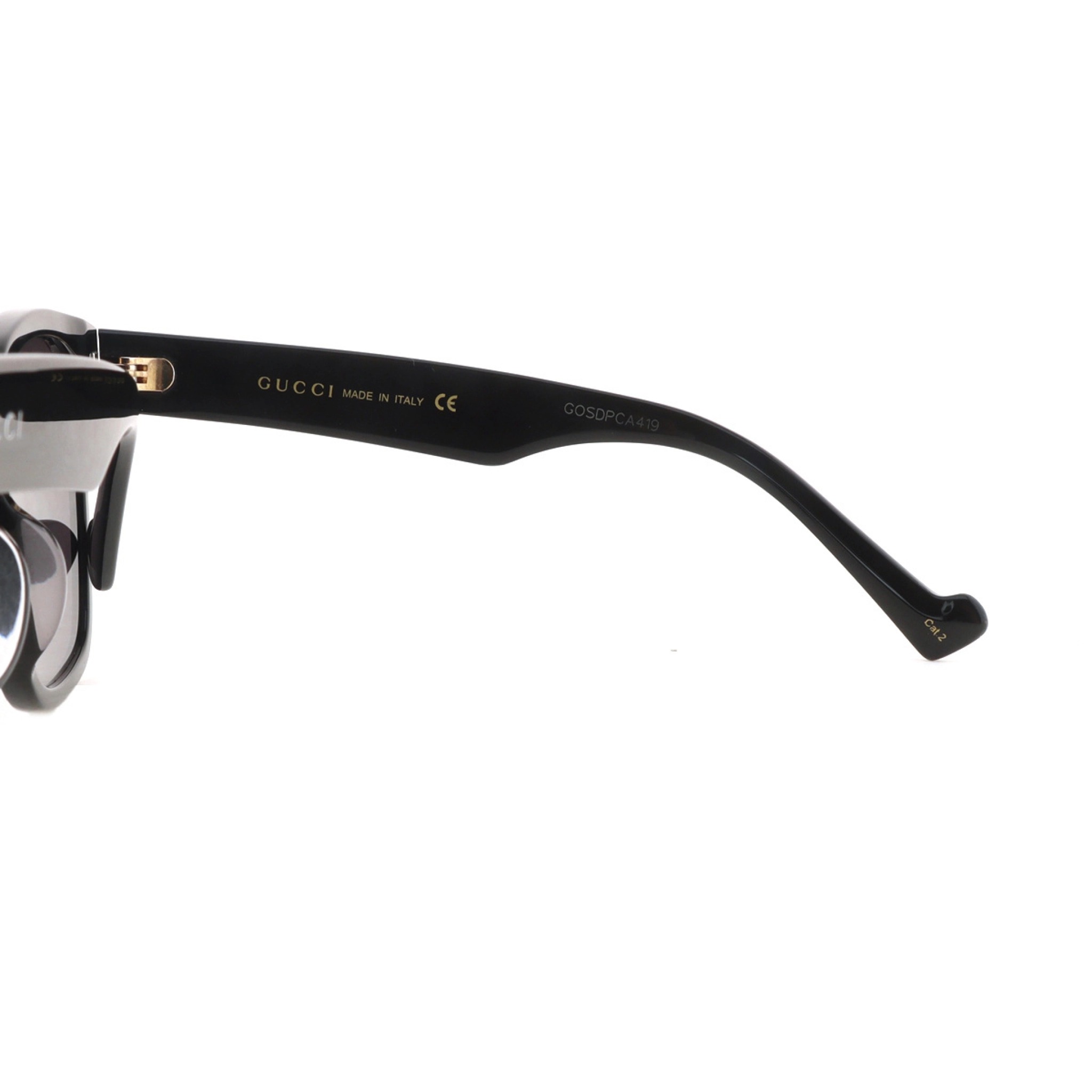 GUCCI Rectangular-frame Acetate Sunglasses Black Gold