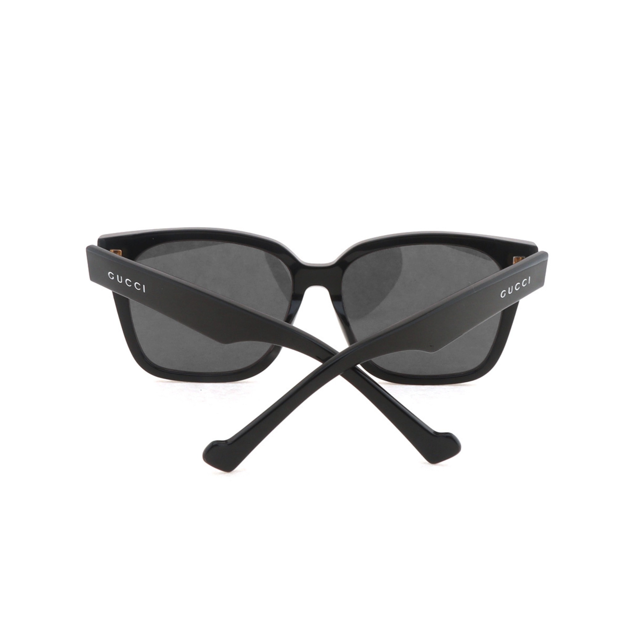 GUCCI Rectangular-frame Acetate Sunglasses Black Gold