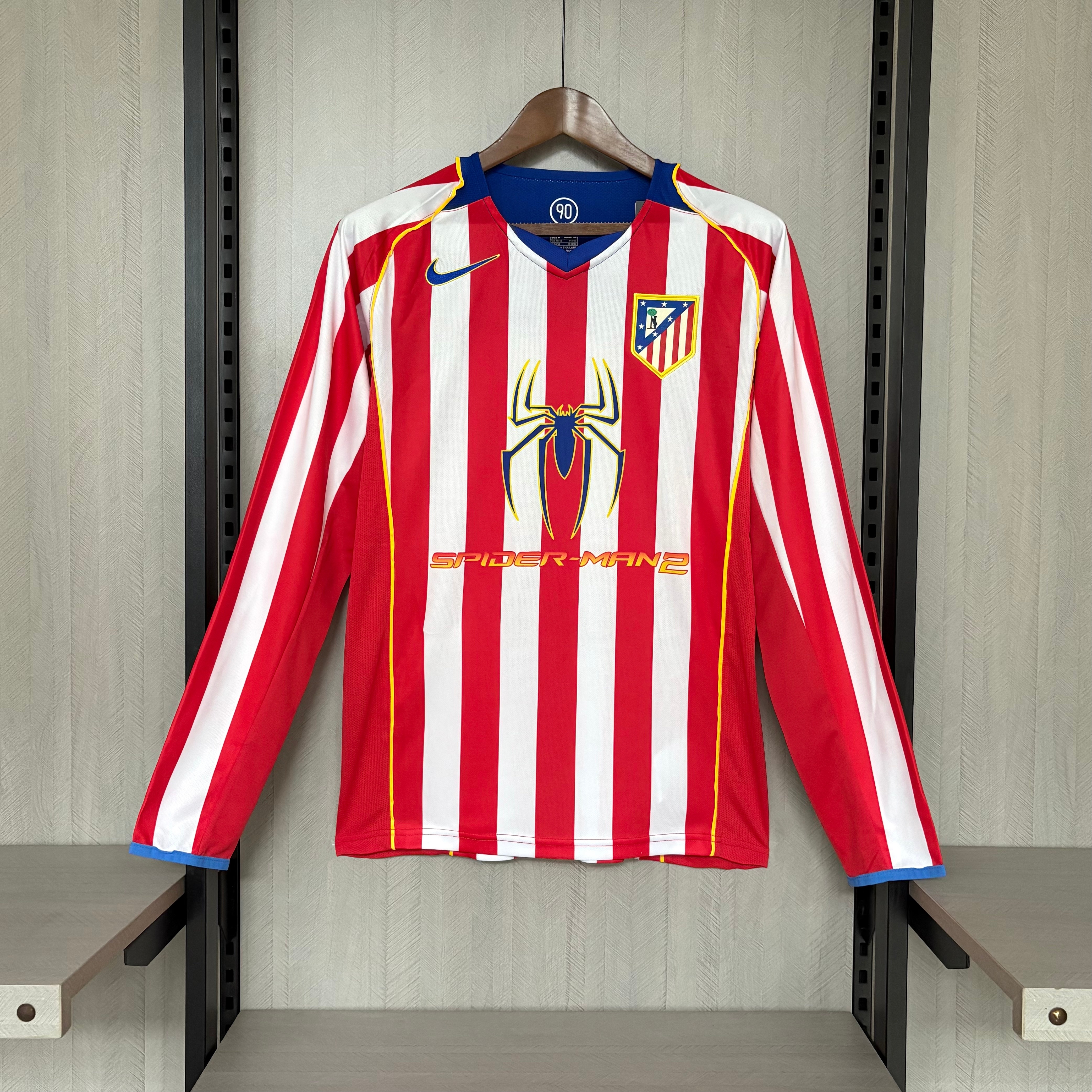 Atlético Madrid 2004 Mens Retro Long Sleeve Home Jersey