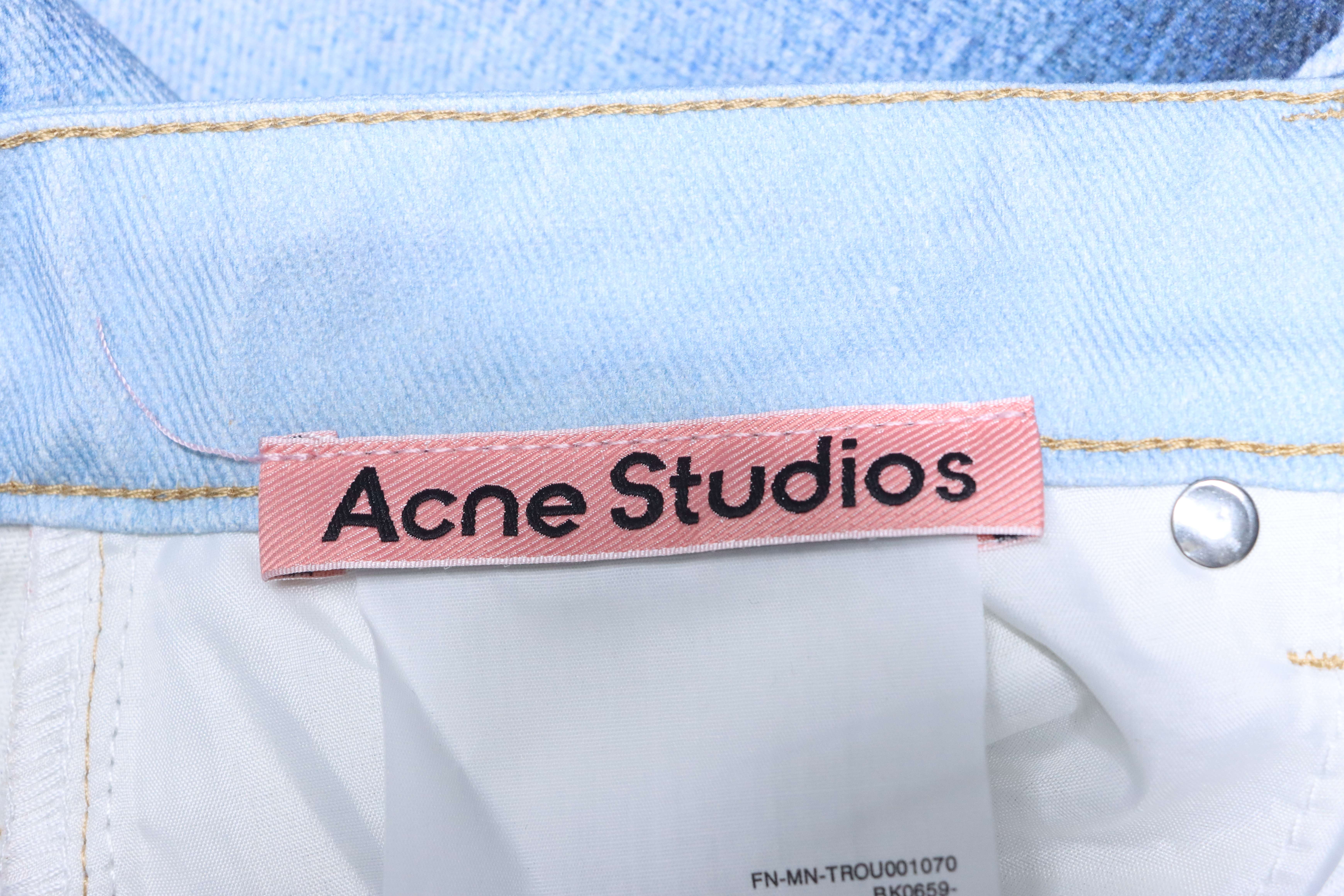 Acne Studios 1981 3D Graphic Patchwork Raw-Hem Denim Shorts