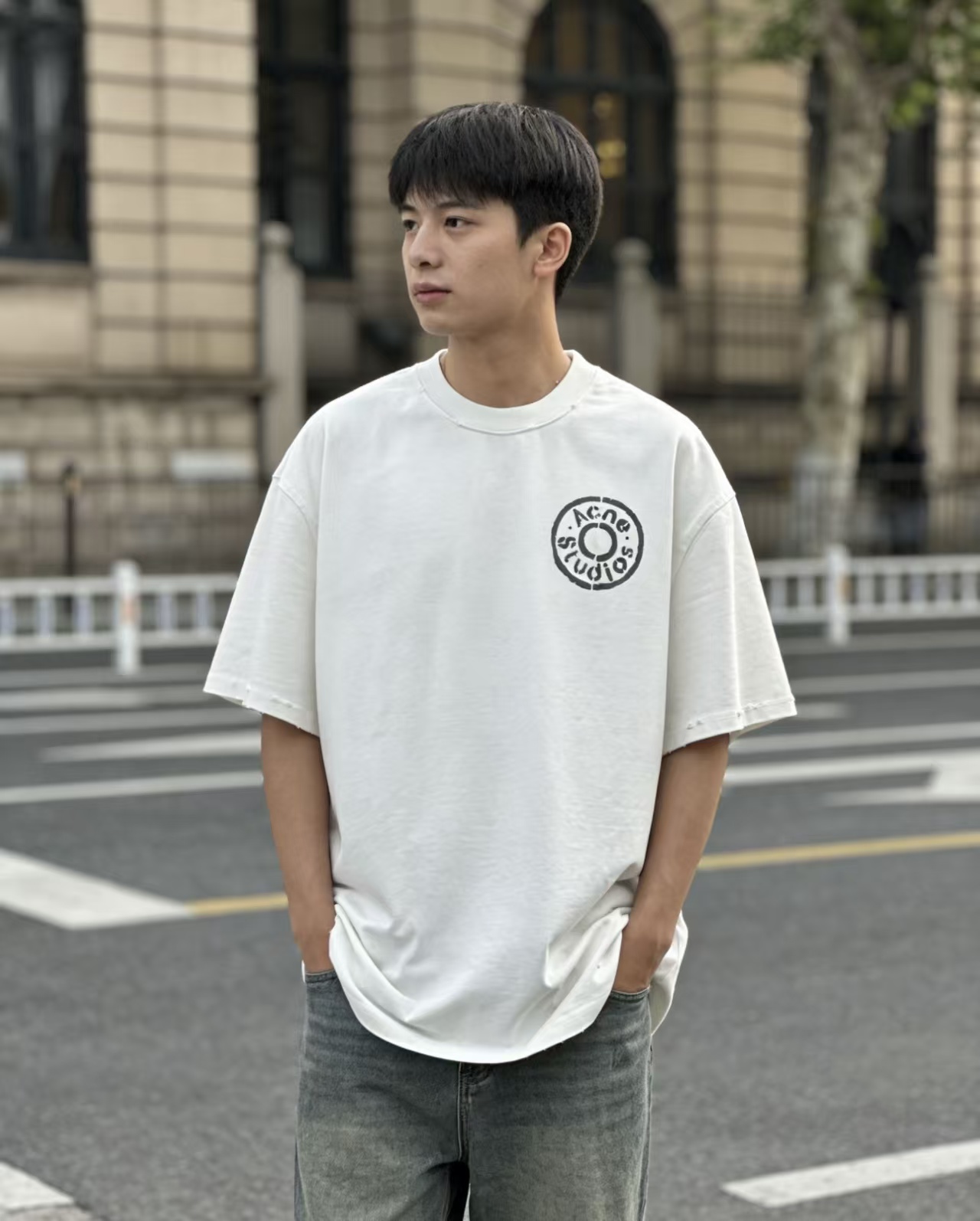 Acne Studios Circle Logo Print T-Shirt
