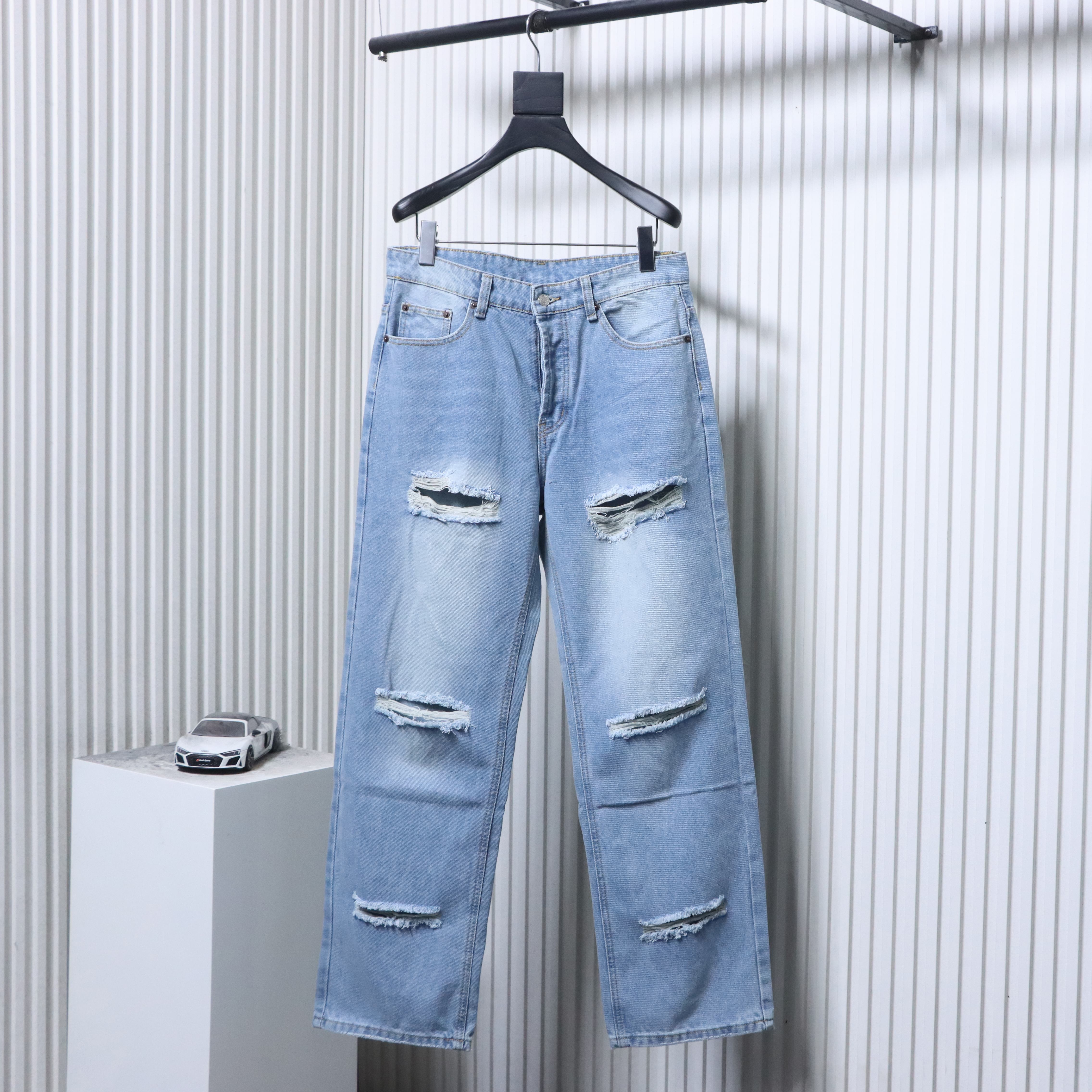Acne Studios Ice Blue Slashed Distressed Jeans