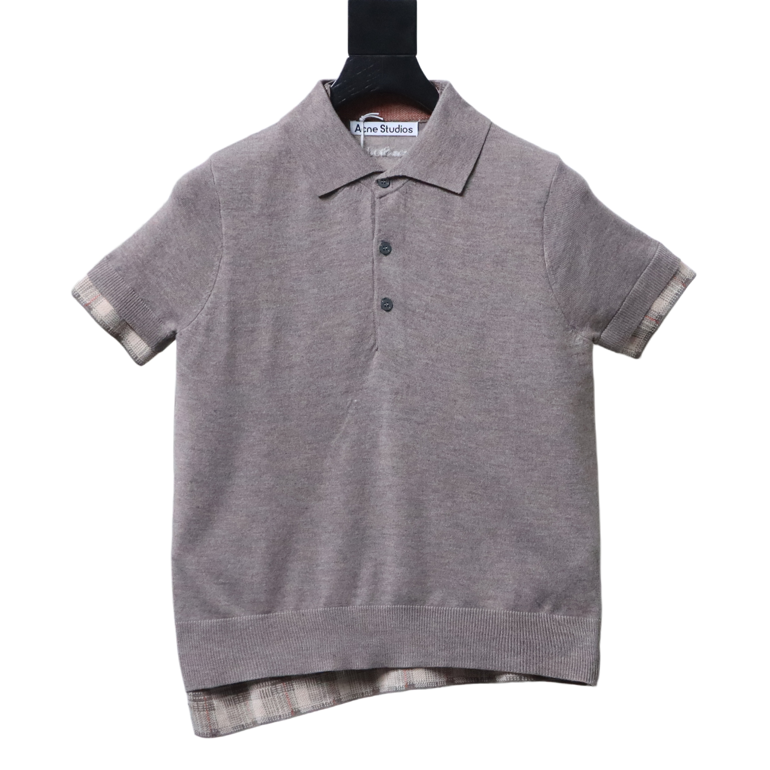 Acne Studios Layered-Look Cashmere Knit Polo Shirt
