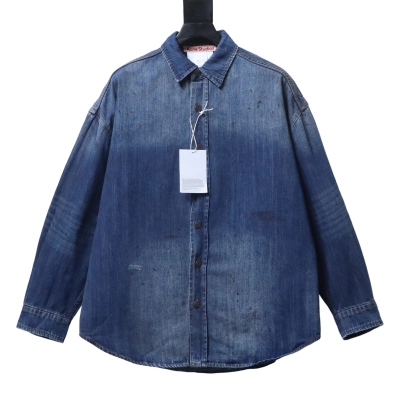 Acne Studios Paint-Splatter Distressed Denim Shirt 01