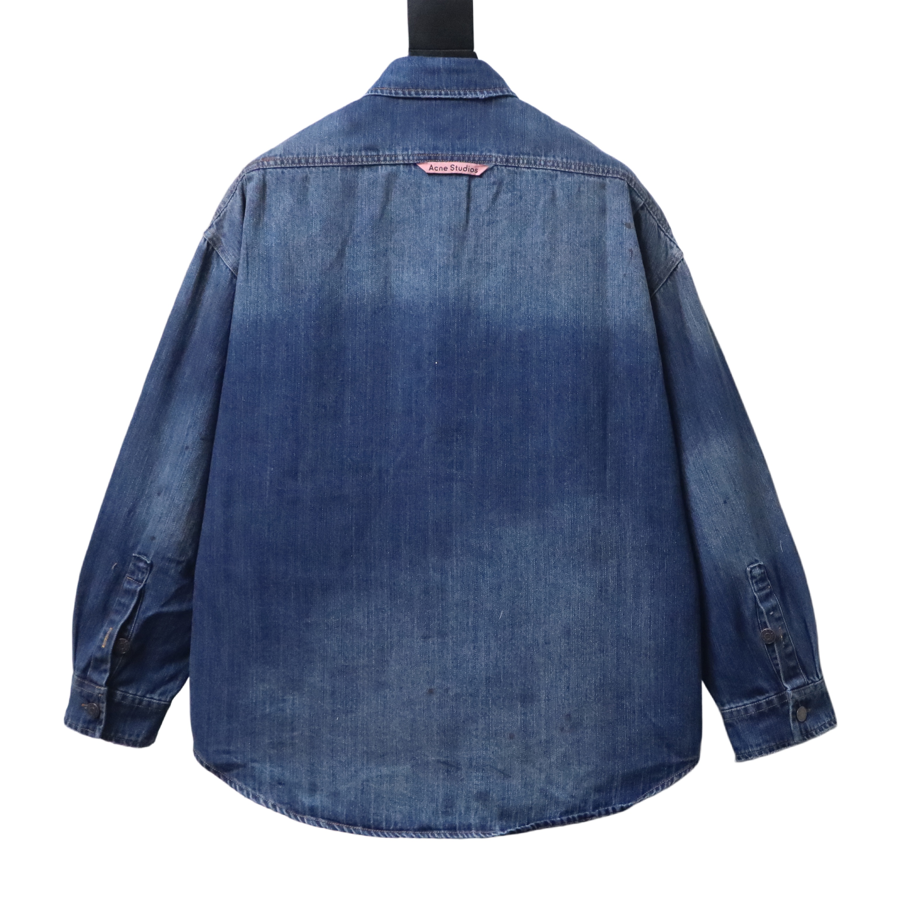 Acne Studios Paint-Splatter Distressed Denim Shirt