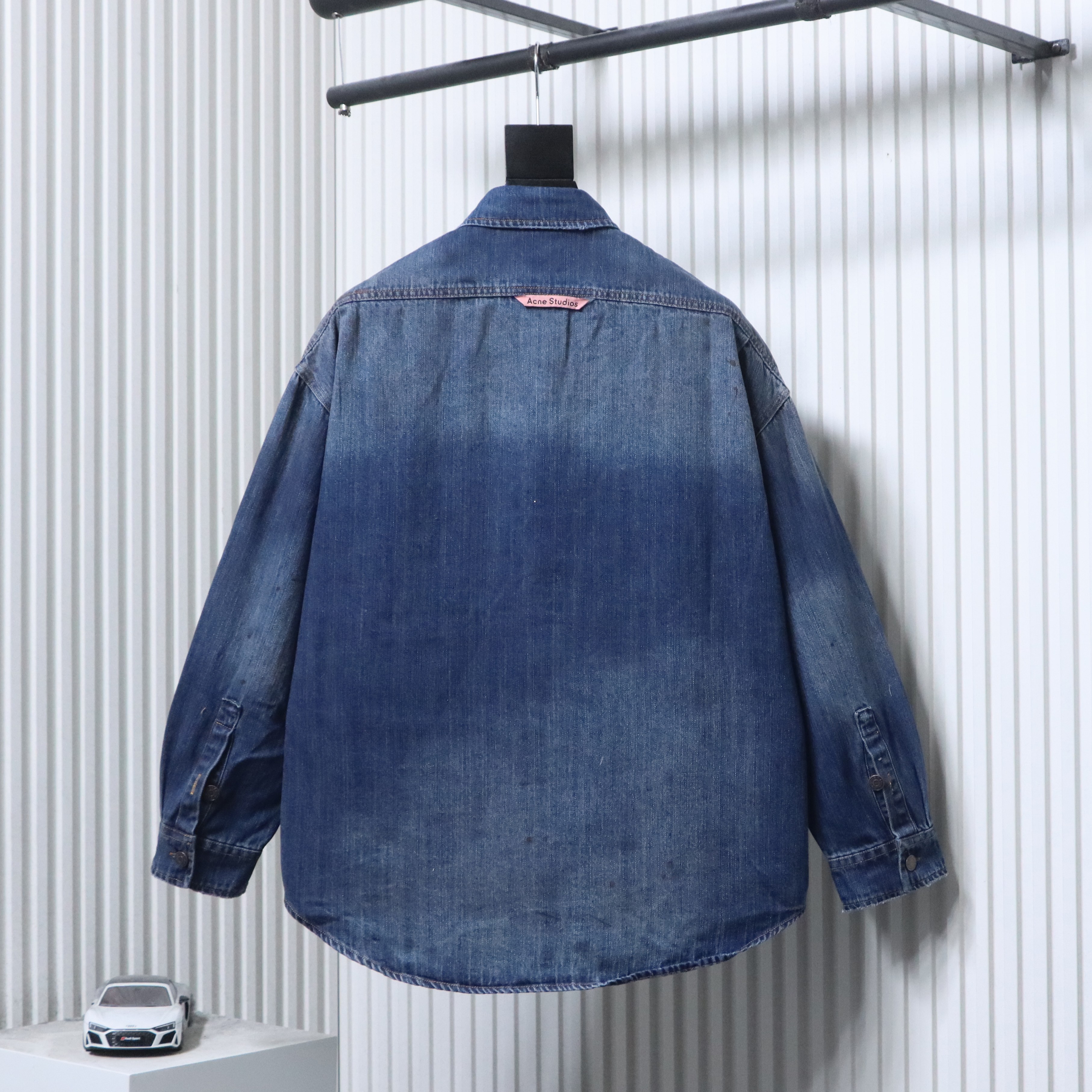 Acne Studios Paint-Splatter Distressed Denim Shirt