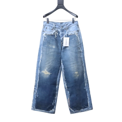 Acne Studios Trompe-L’Oeil Print Dyed Distressed Jeans 01