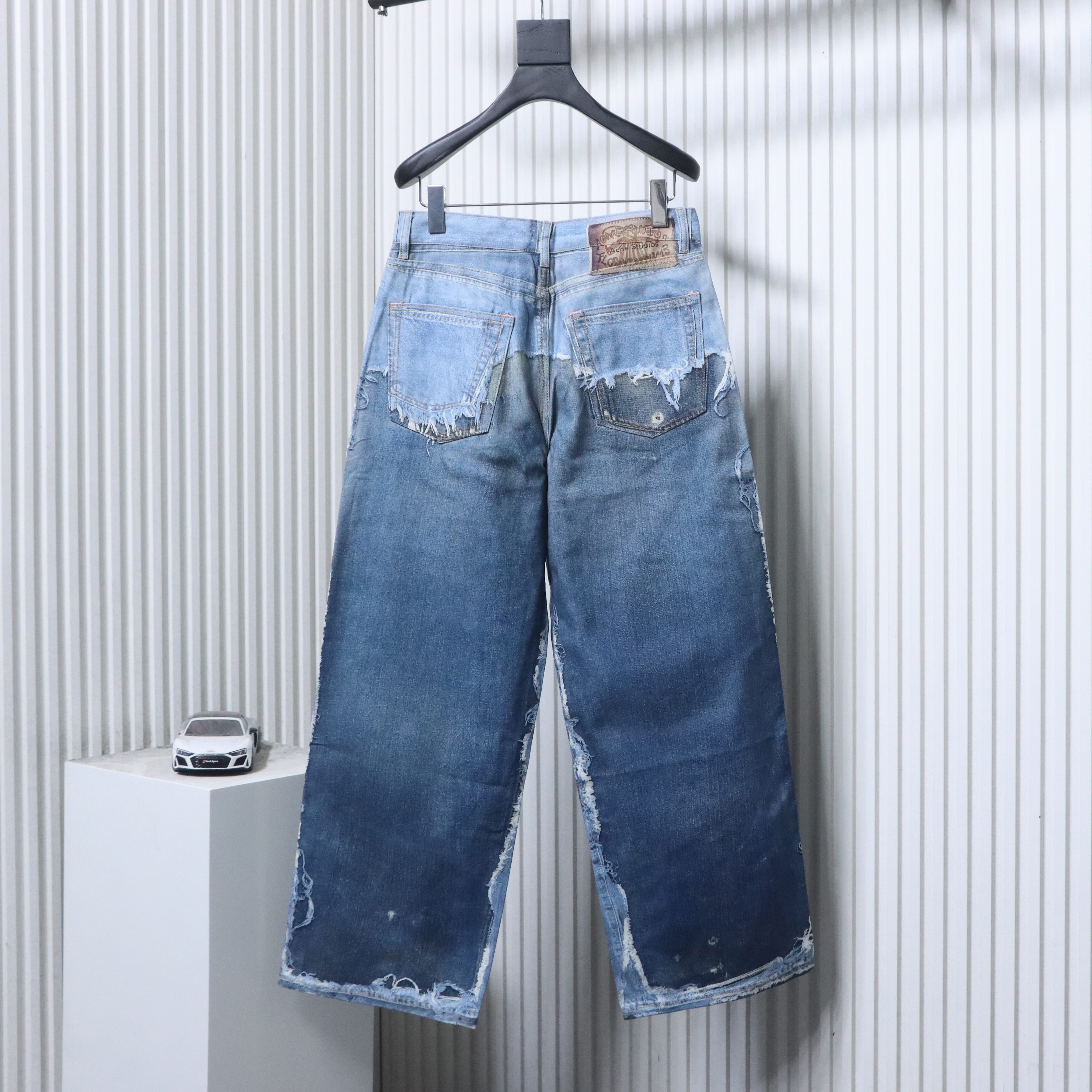 Acne Studios Trompe-L’Oeil Print Dyed Distressed Jeans