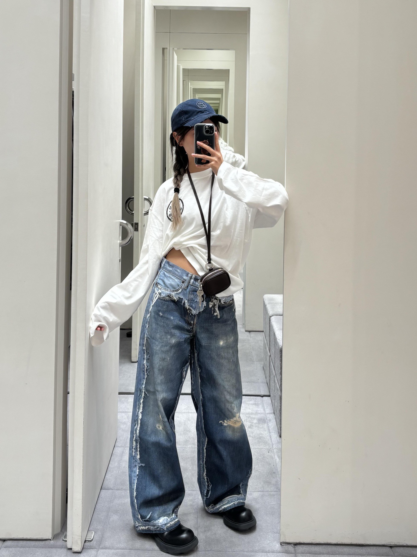 Acne Studios Trompe-L’Oeil Print Dyed Distressed Jeans