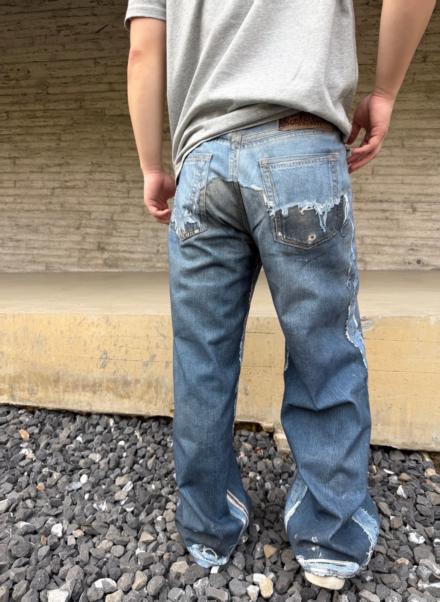 Acne Studios Trompe-L’Oeil Print Dyed Distressed Jeans