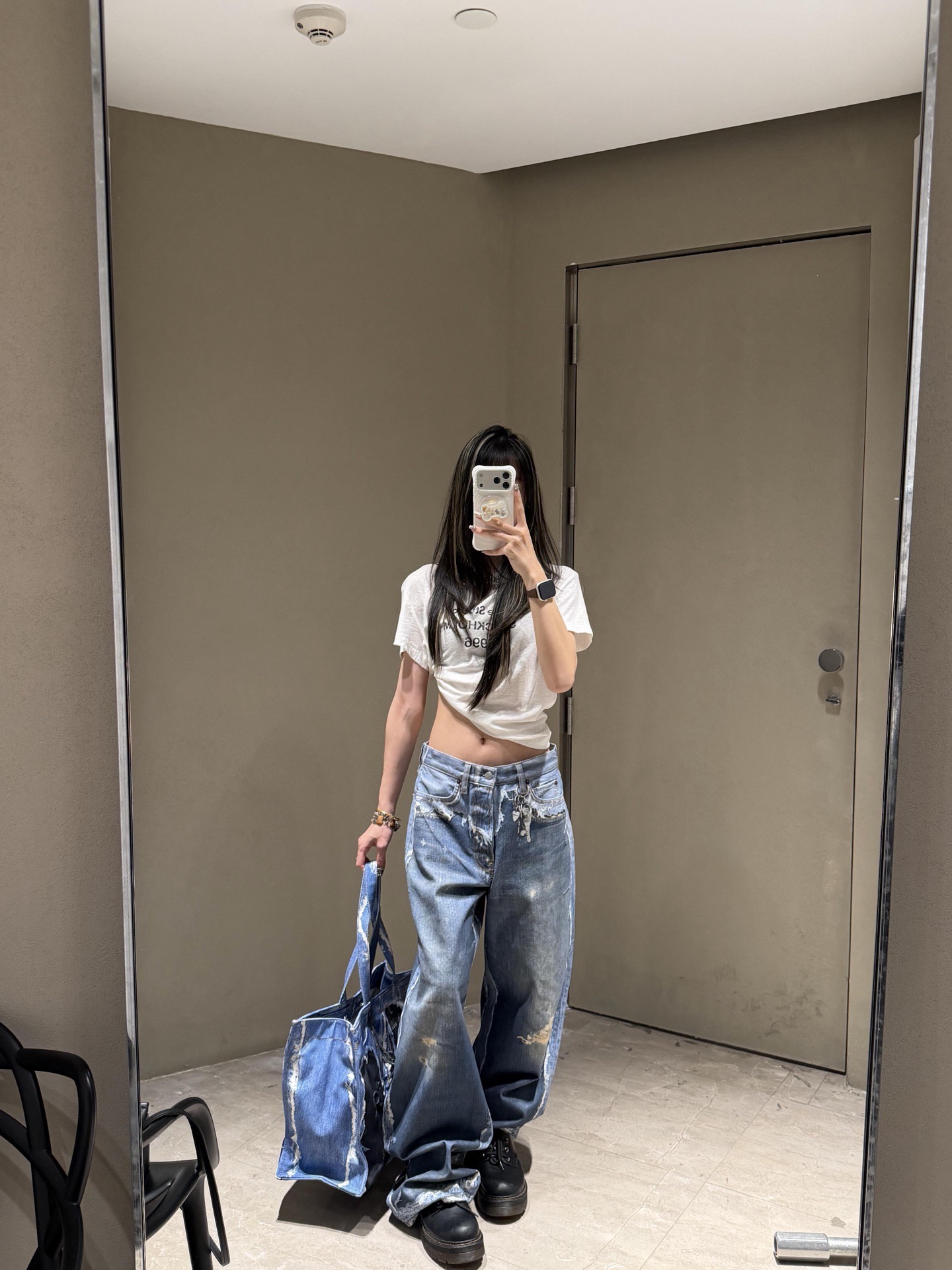 Acne Studios Trompe-L’Oeil Print Dyed Distressed Jeans