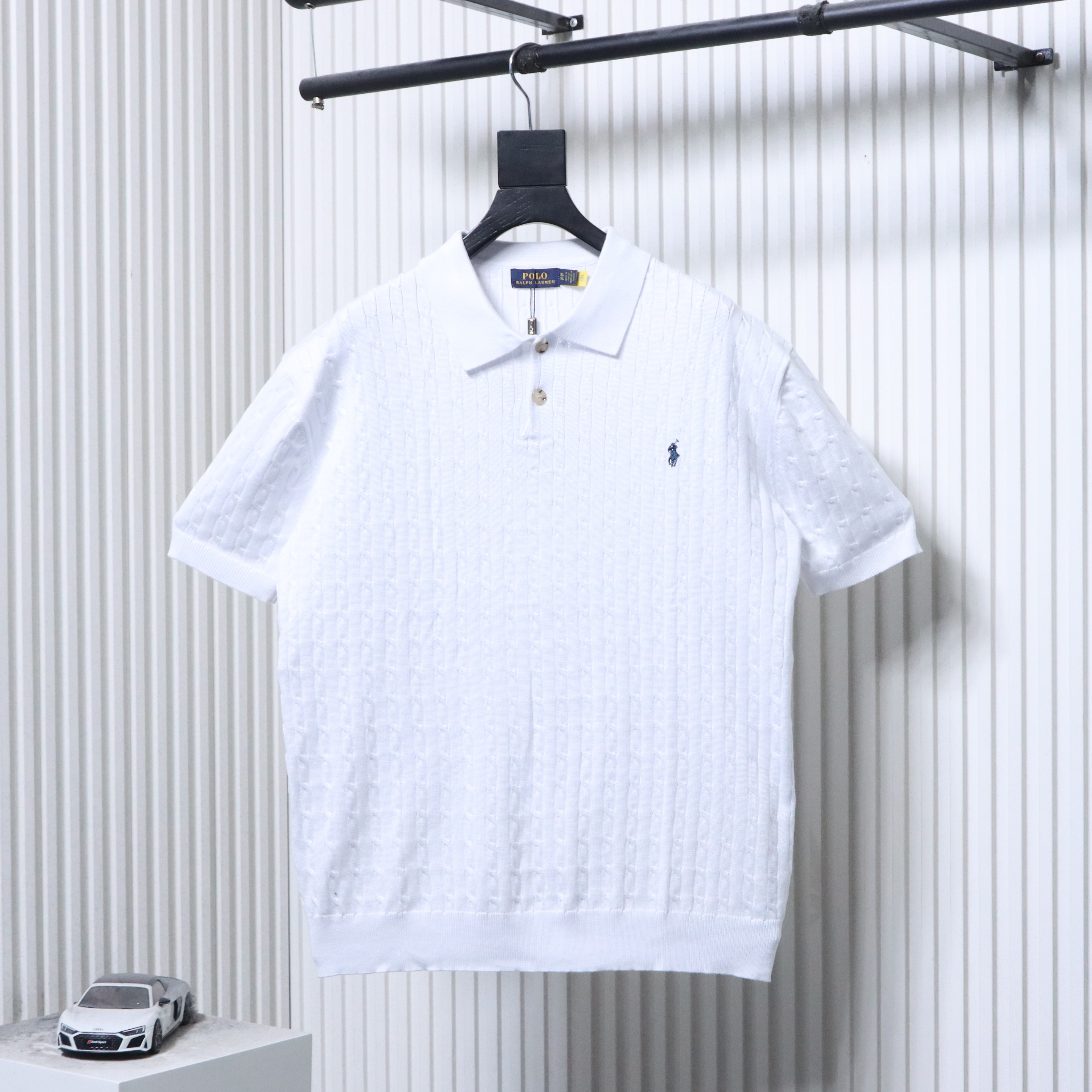 Ralph Lauren Cable-Knit Embroidered Pony Logo Polo Shirt